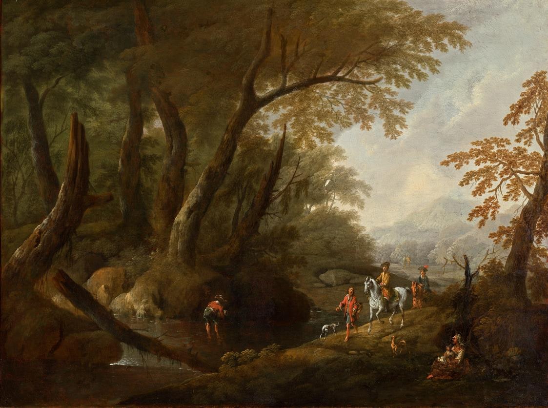Forest Landscape with a Body of Water at Left