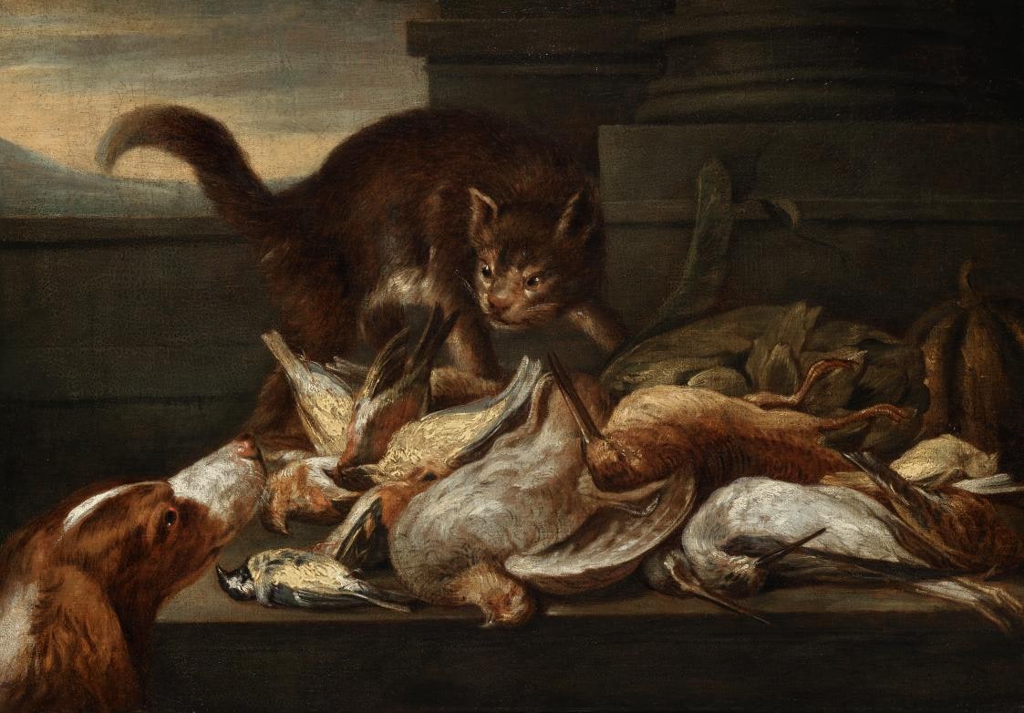 Hunting Still Life with a Cat