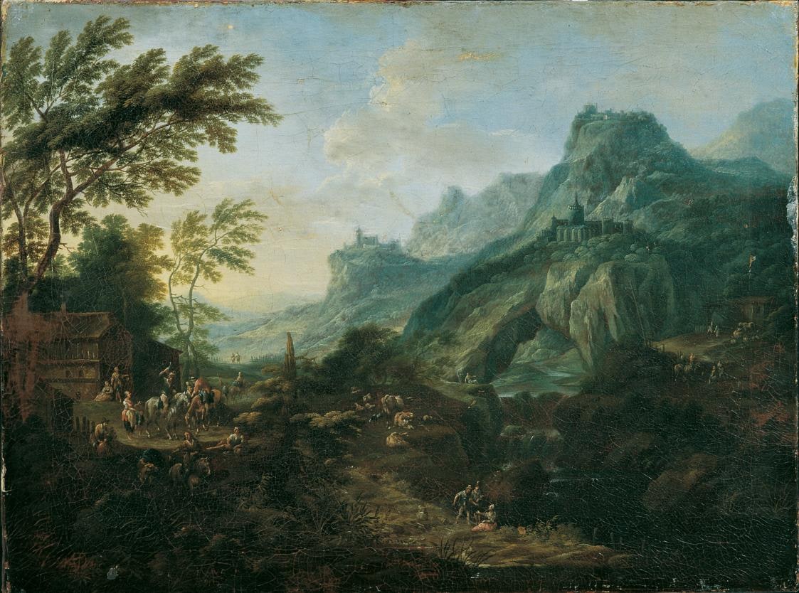 Idealized Mountain Landscape with Farm
