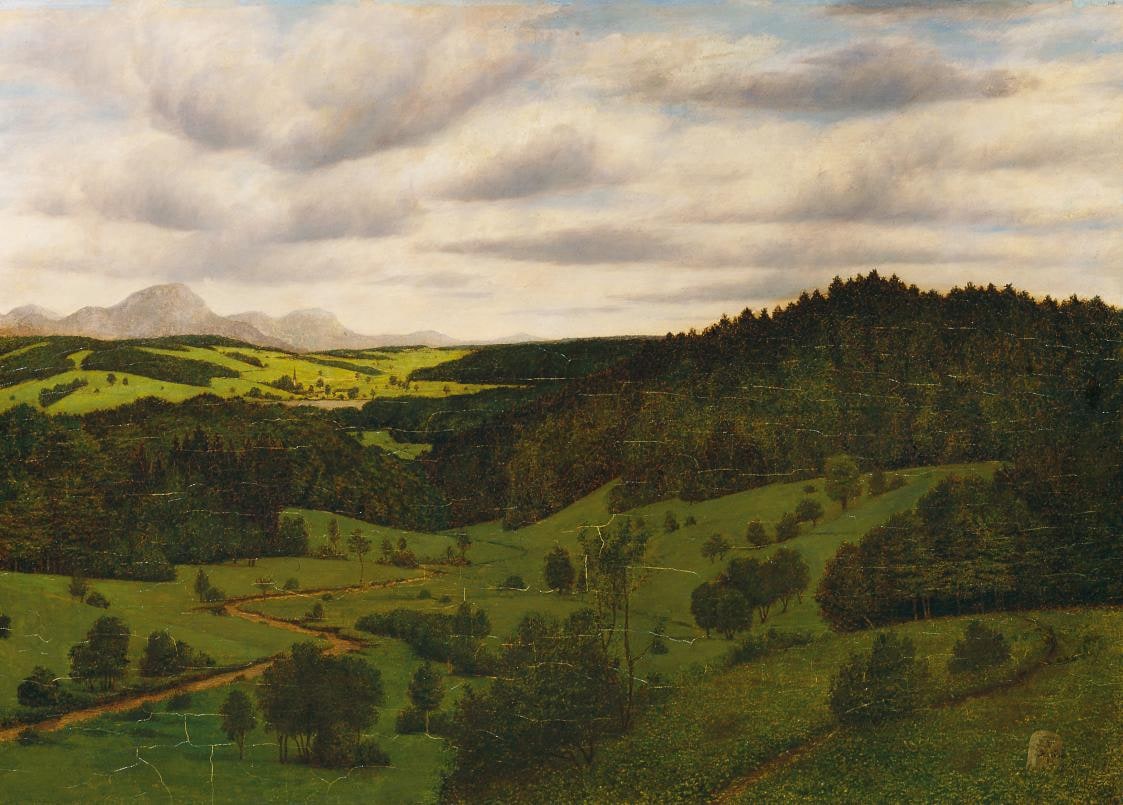 OBERBAYRISCHE LANDSCHAFT BEI SCHLIERSEE MIT DEM WENDELSTEIN