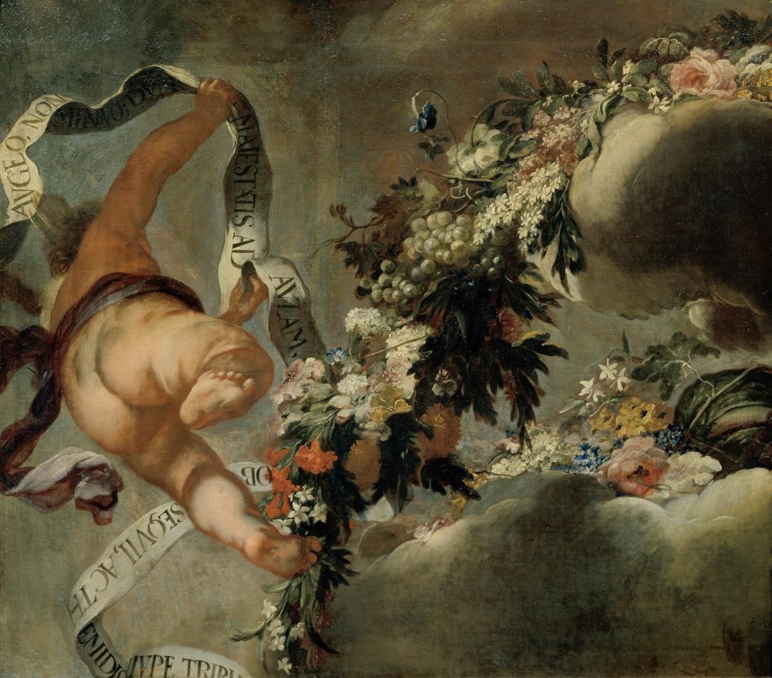 Putto with Flower Garland and Banderole