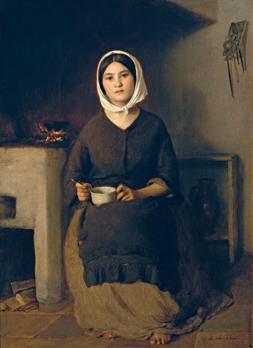 Woman Sitting in a Peasant's Kitchen