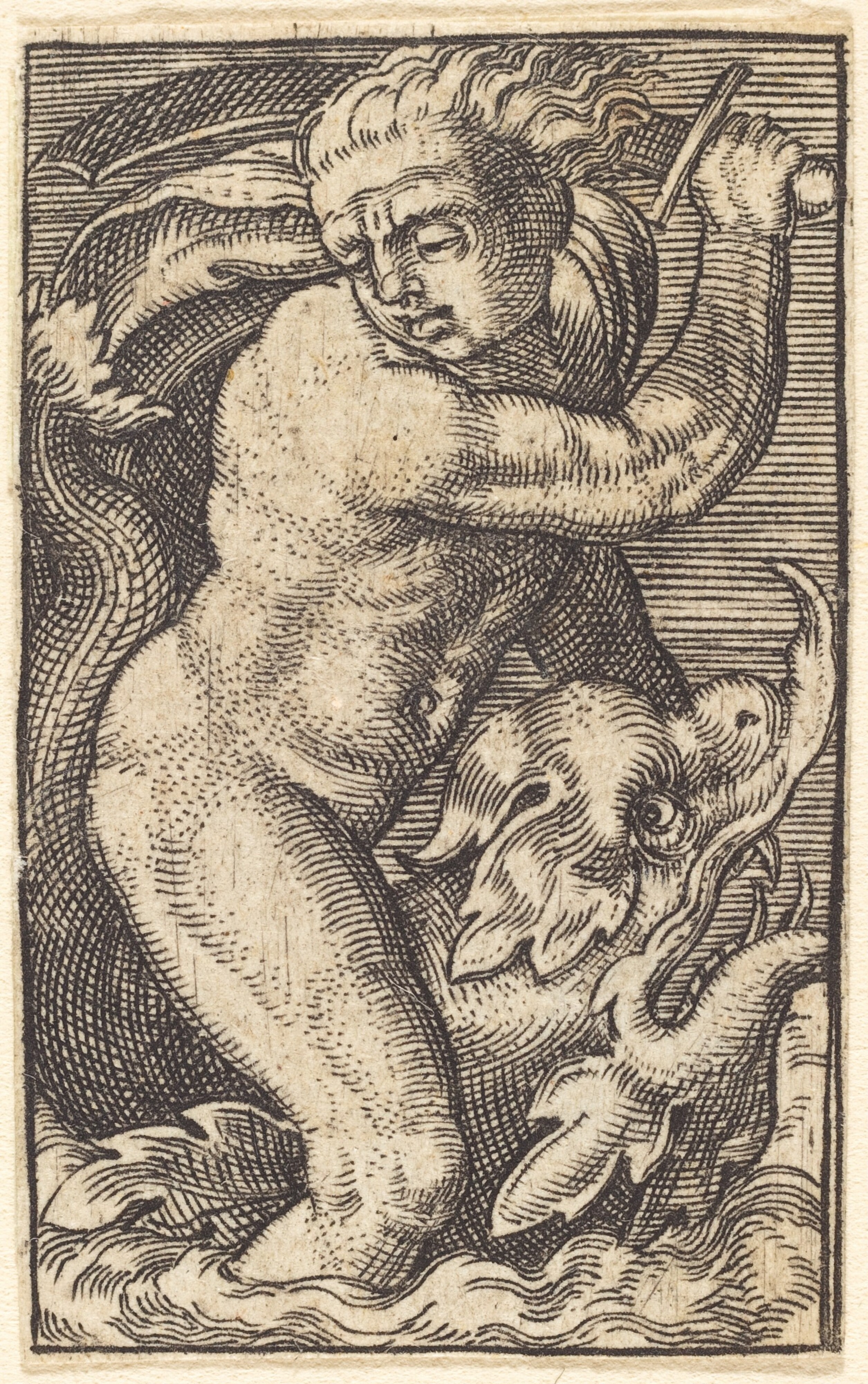 Sea-God on a Dolphin Riding to the Left