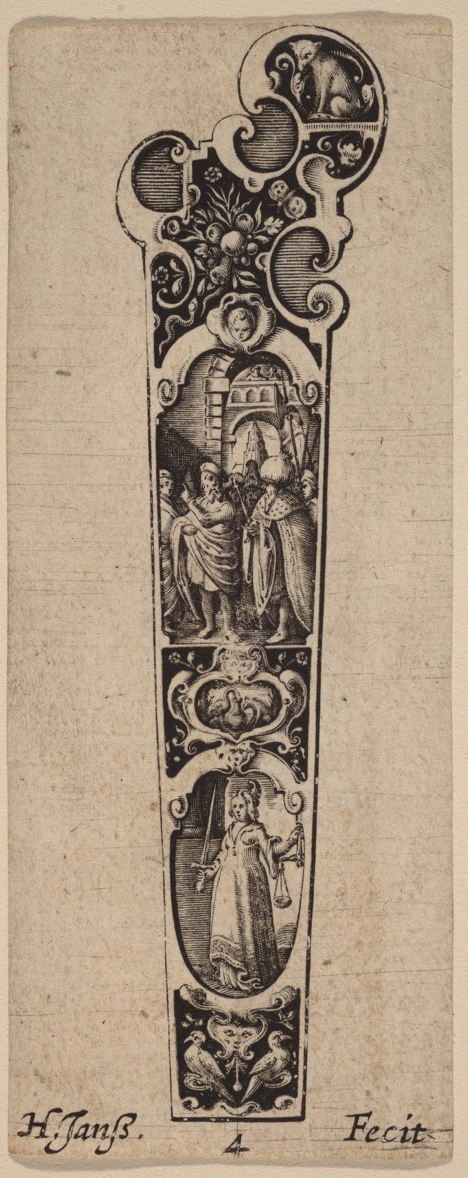 Handle for Knife or Fork, Ornamented with Figures