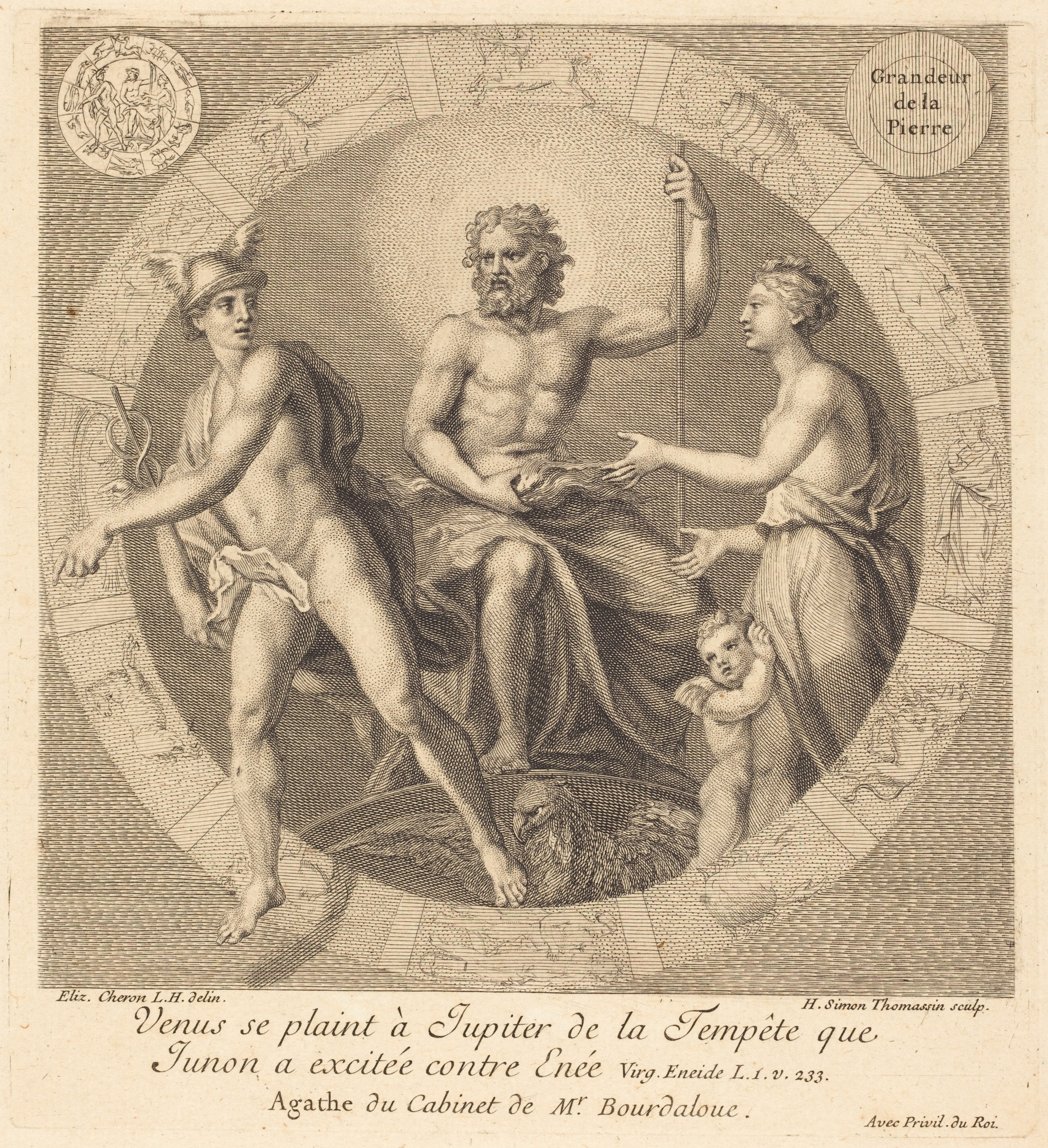 Venus se plaint a Jupiter de la tempete que Junon a excitee contre Enee