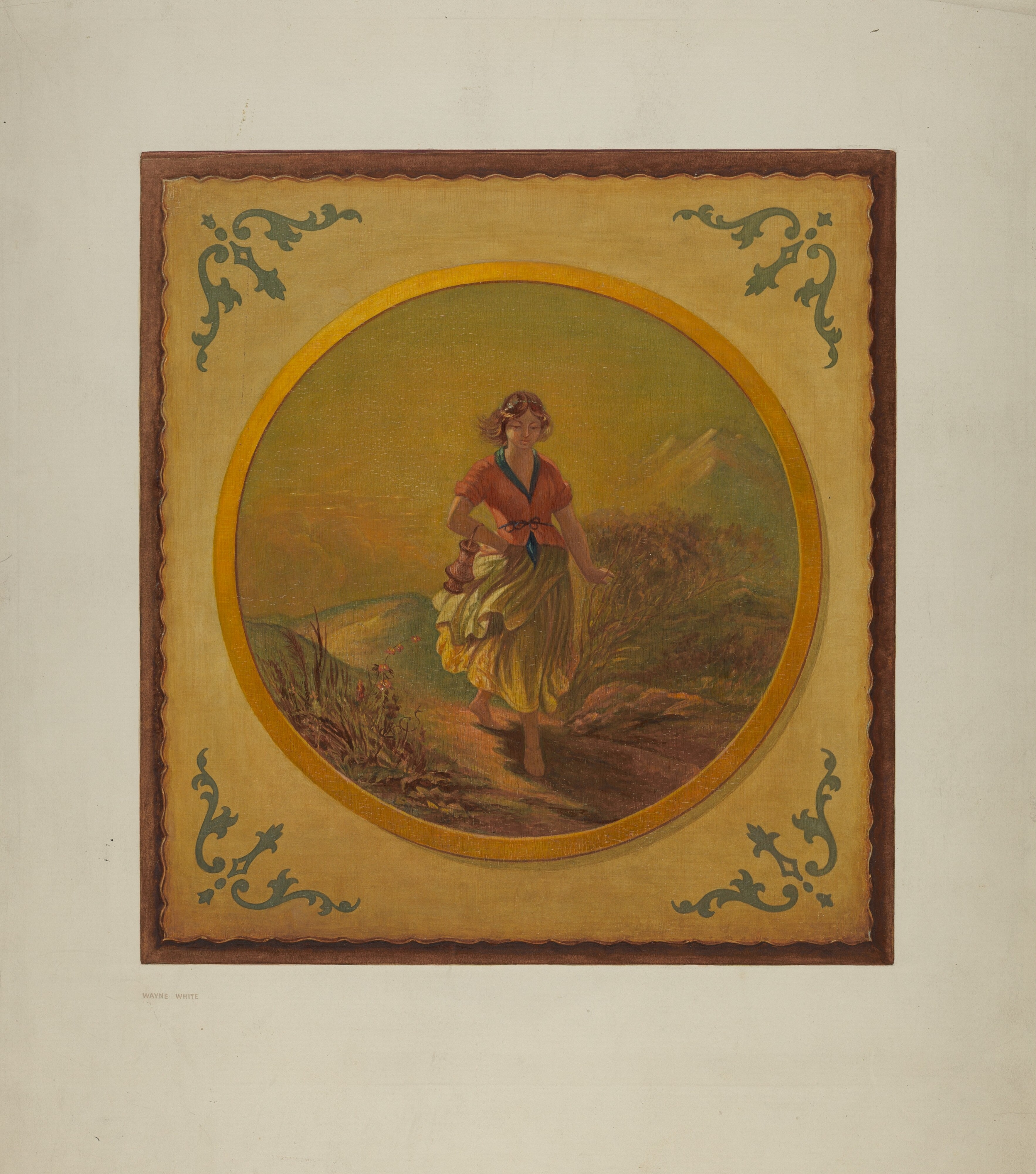 Painted Panel from Pullman Car Interior