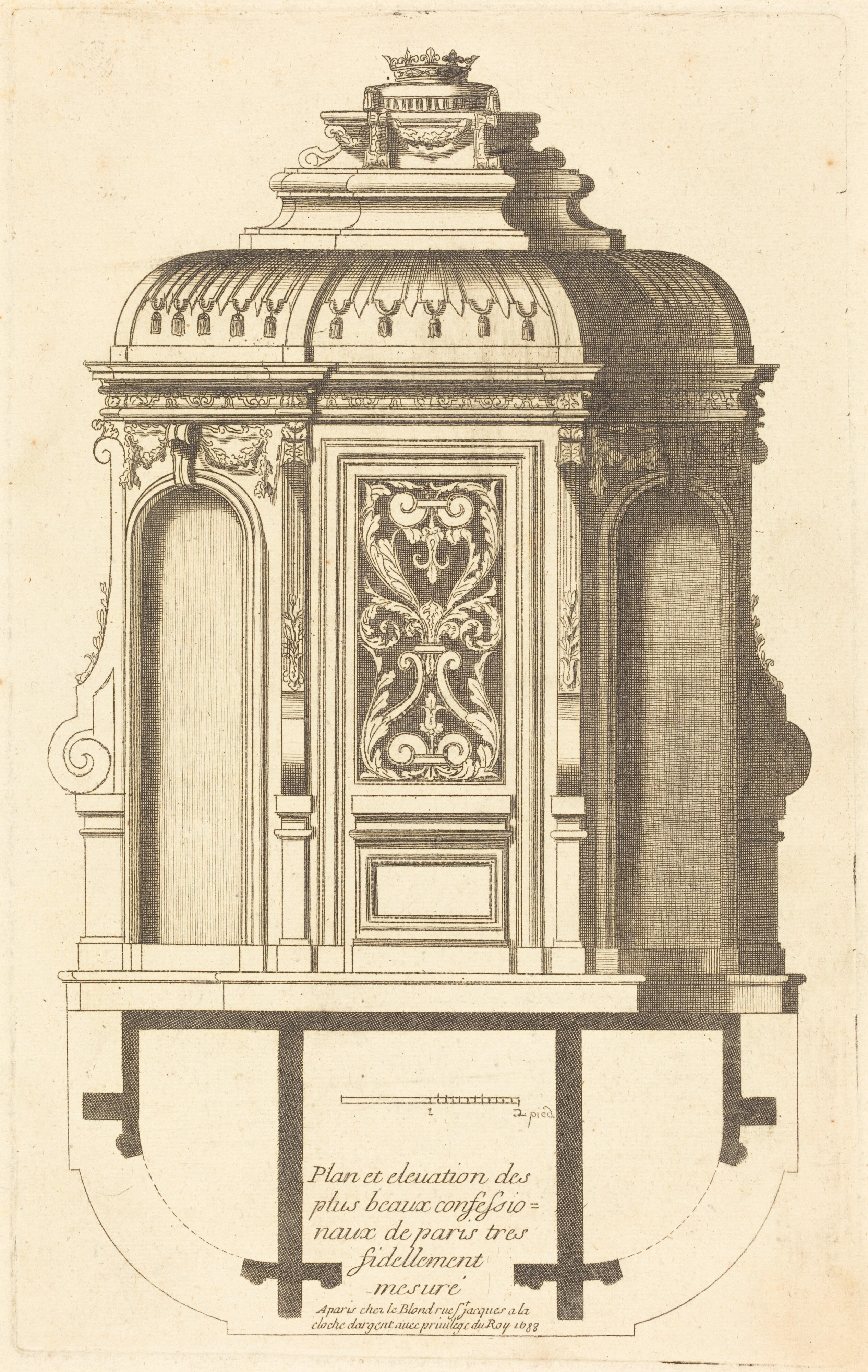 Plan et elevation des plus beaux confessionnaux de Paris, tres fidelemant mesure