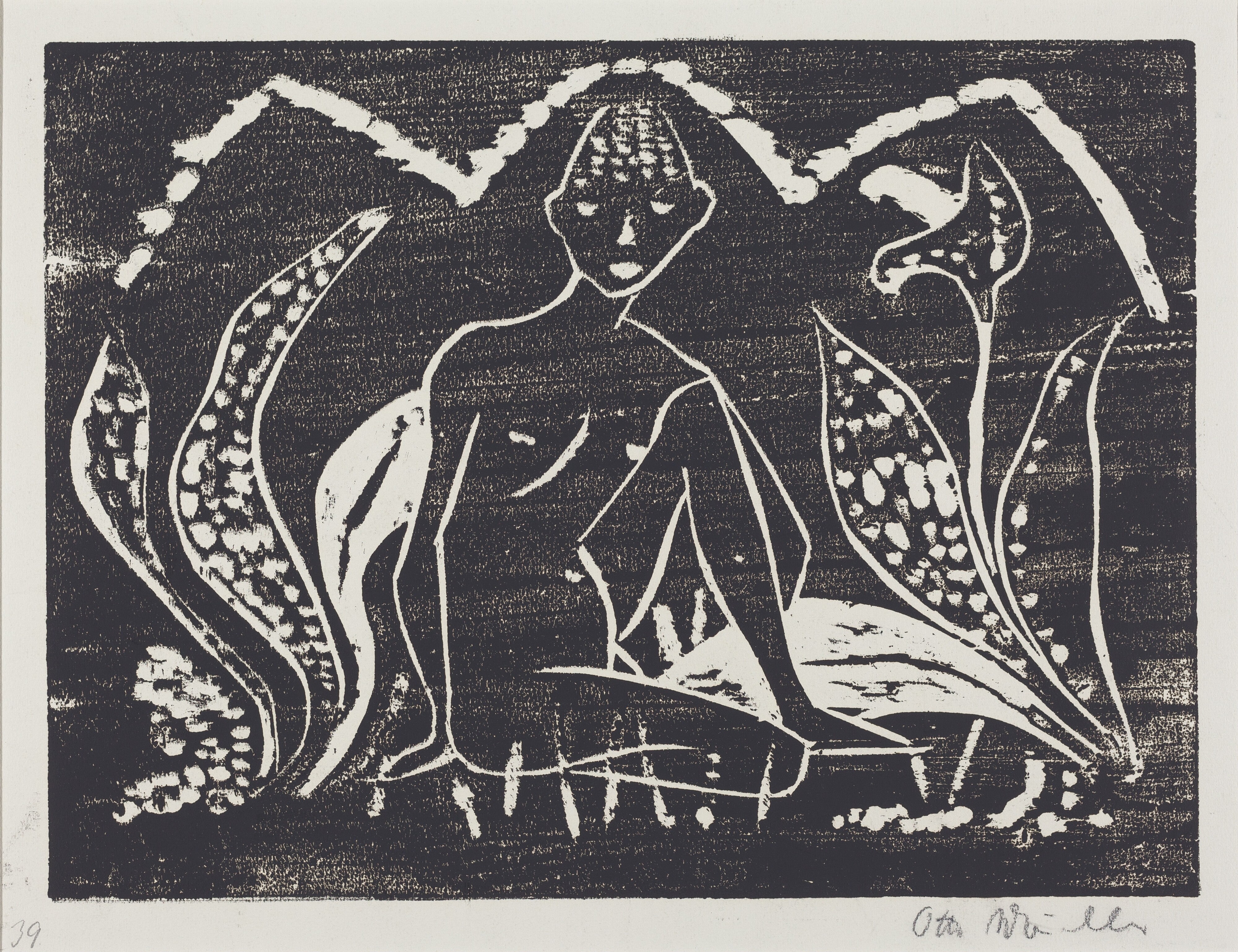 Nude Figure of a Boy in a Landscape (Knabe zwischen Blattpflanzen)