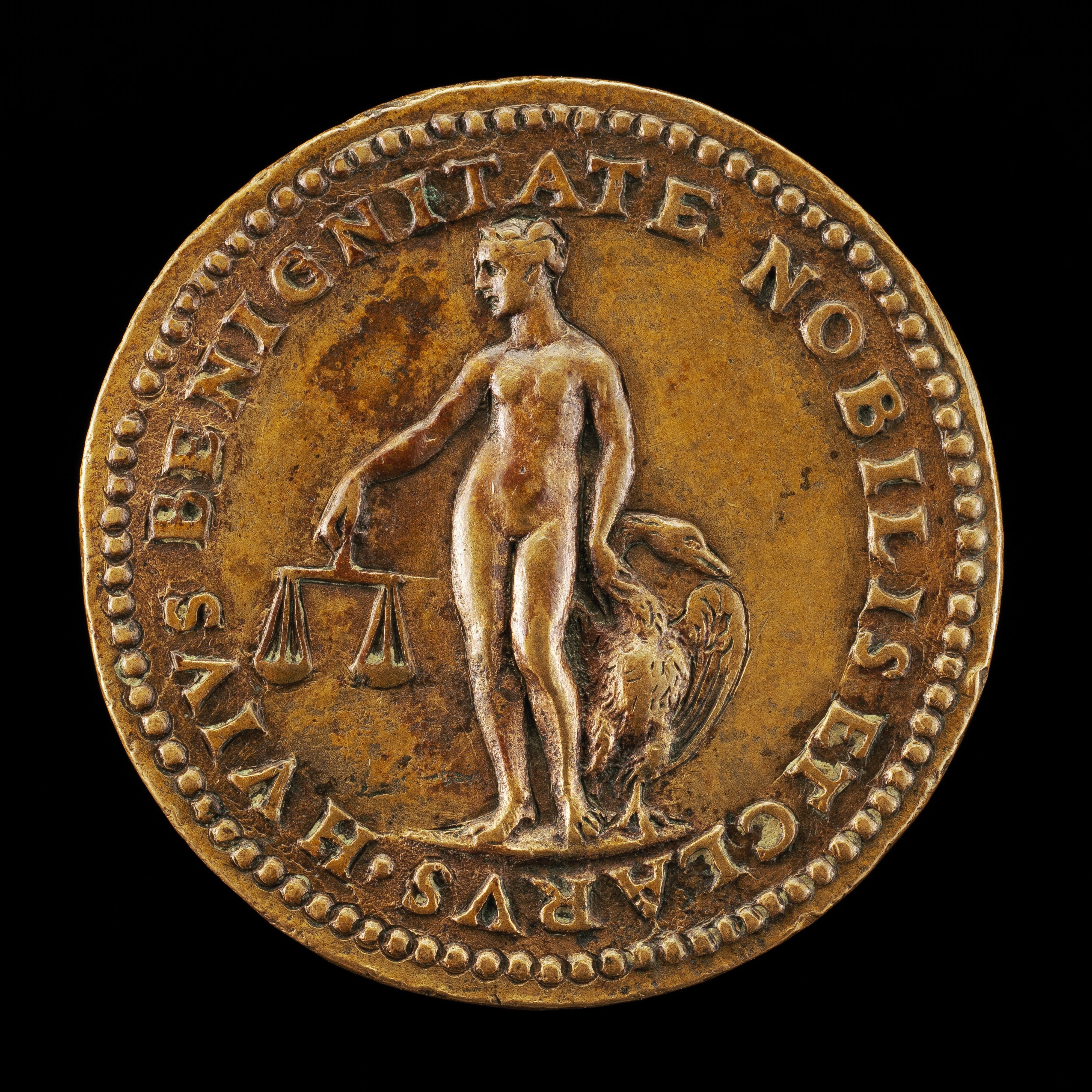 Venus Holding Scales, a Swan beside Her [reverse]