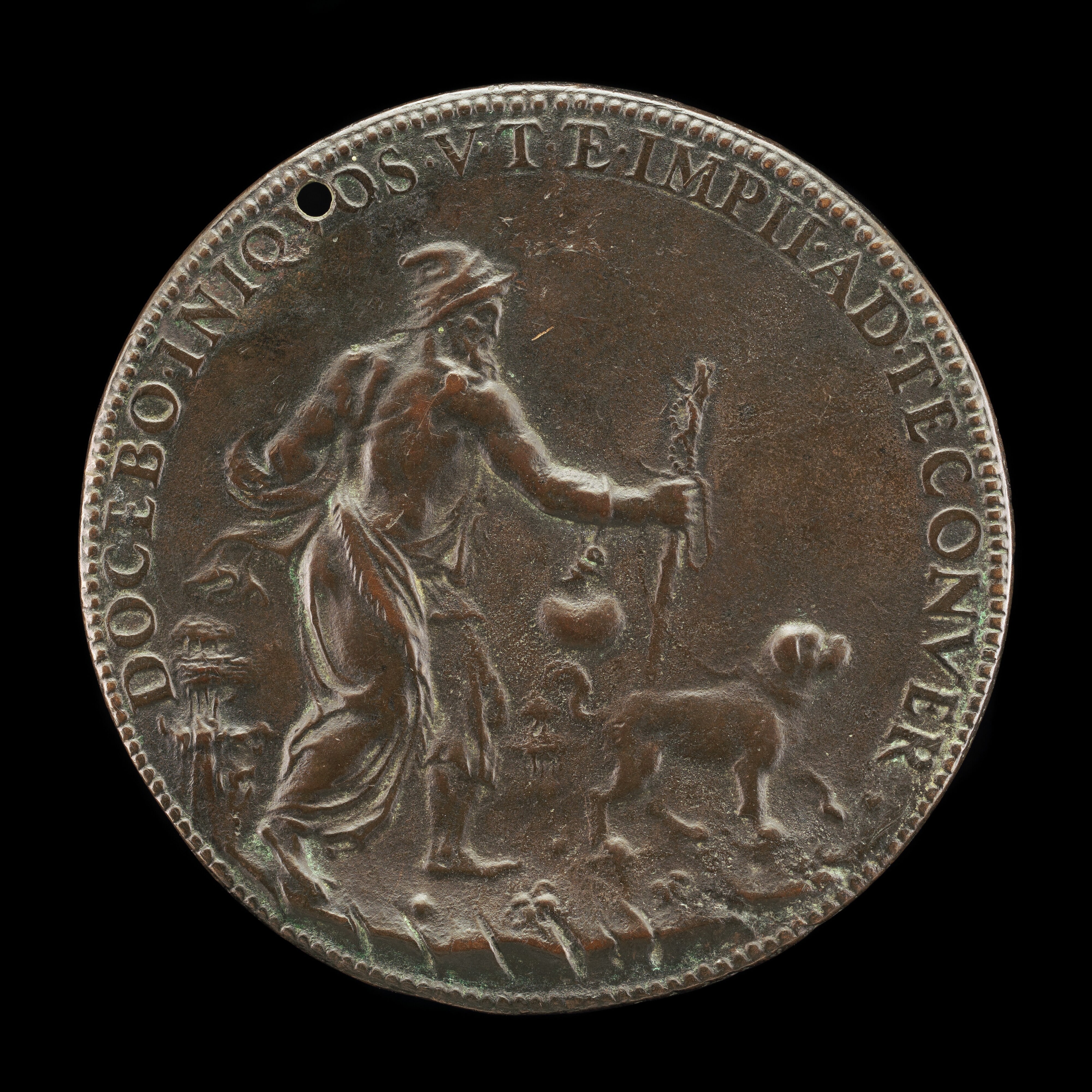 Blind Man with a Staff and Water-flask, Led by a Dog [reverse]