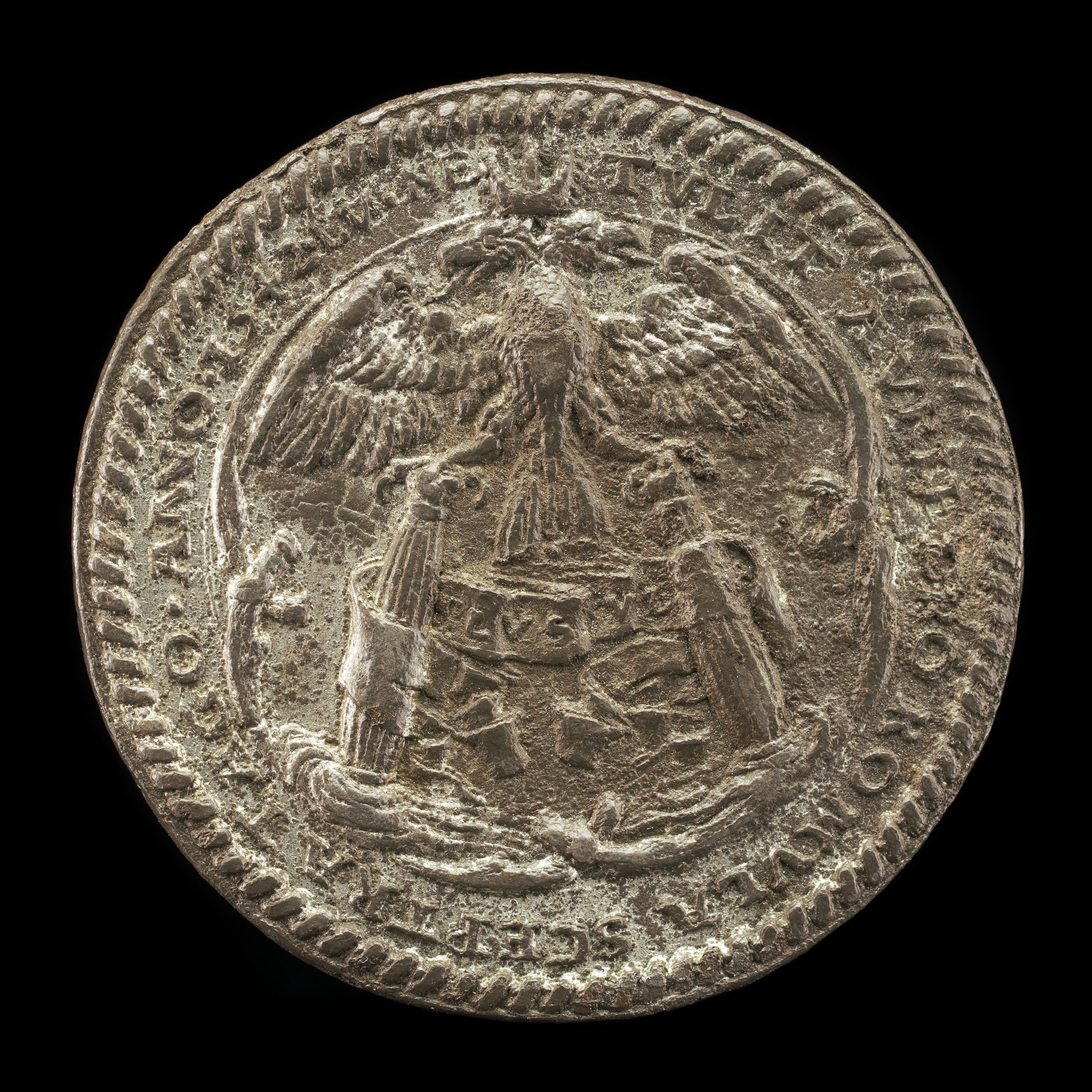 Double-headed Crowned Eagle on the Pillars of Hercules [reverse]