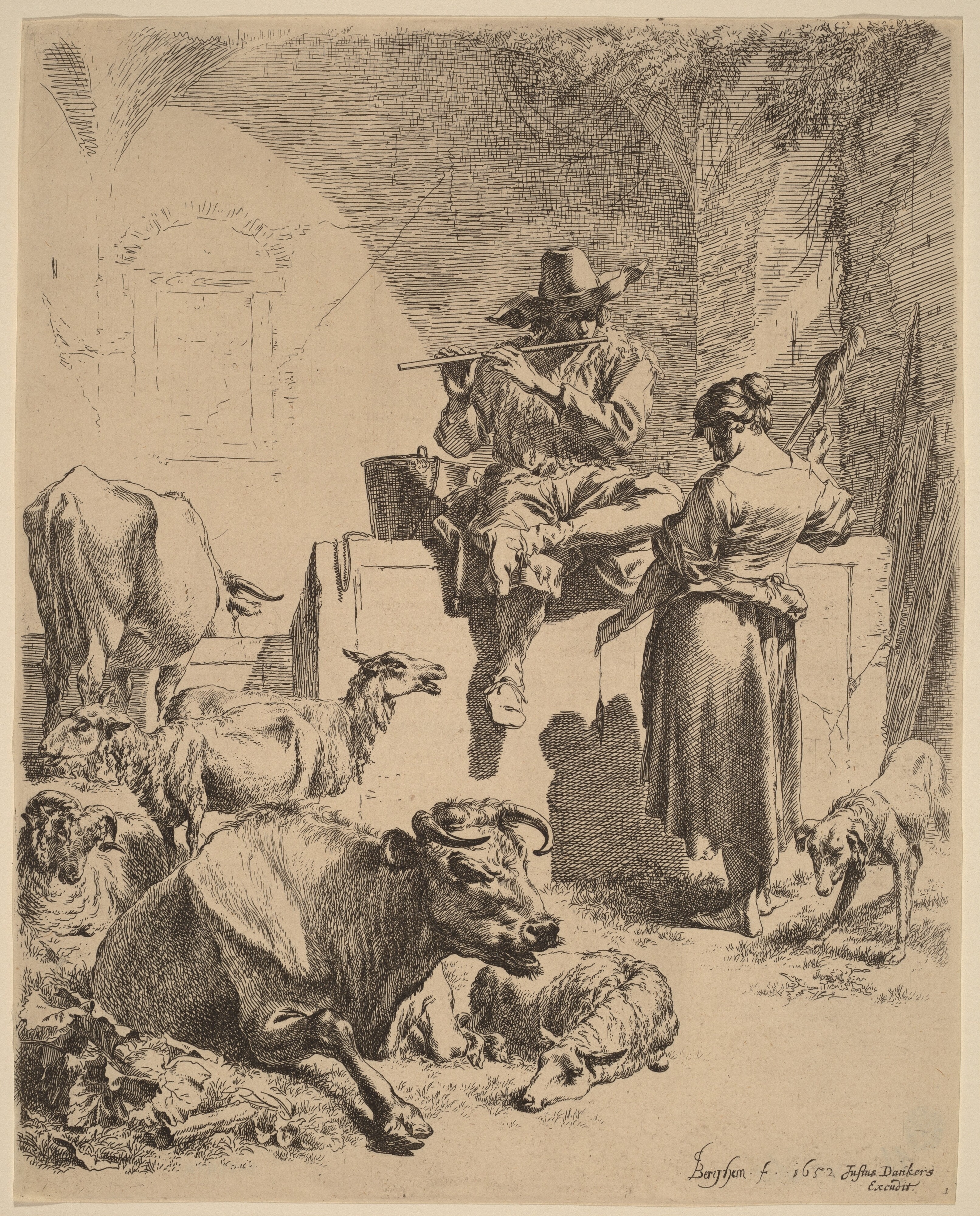 The Shepherd Seated on a Fountain and the Spinner