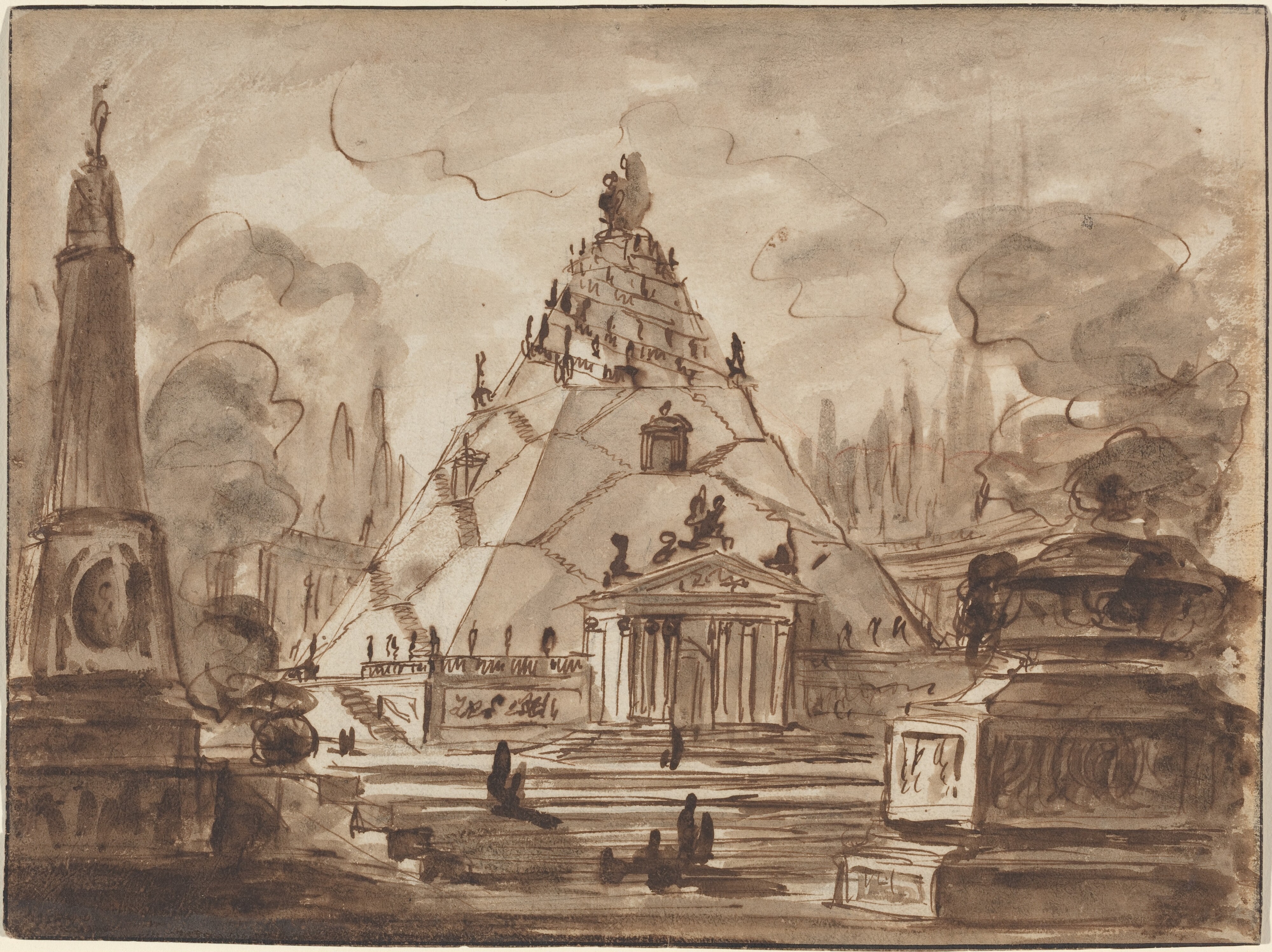 Architectural Fantasy with a Pyramidal Mausoleum