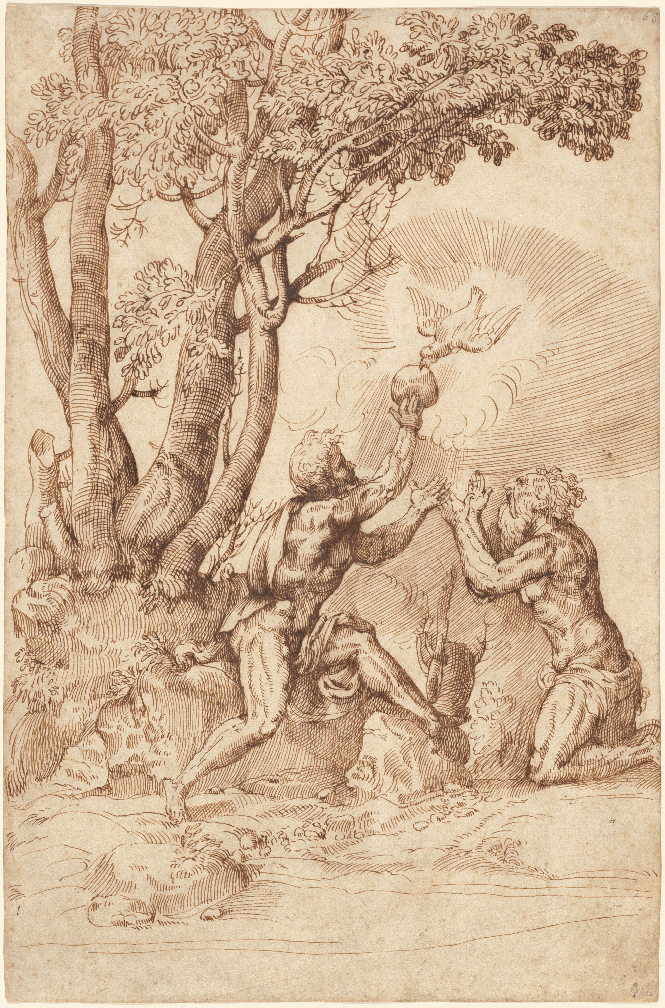 The Hermit Saints Paul and Anthony Receiving Bread from a Dove