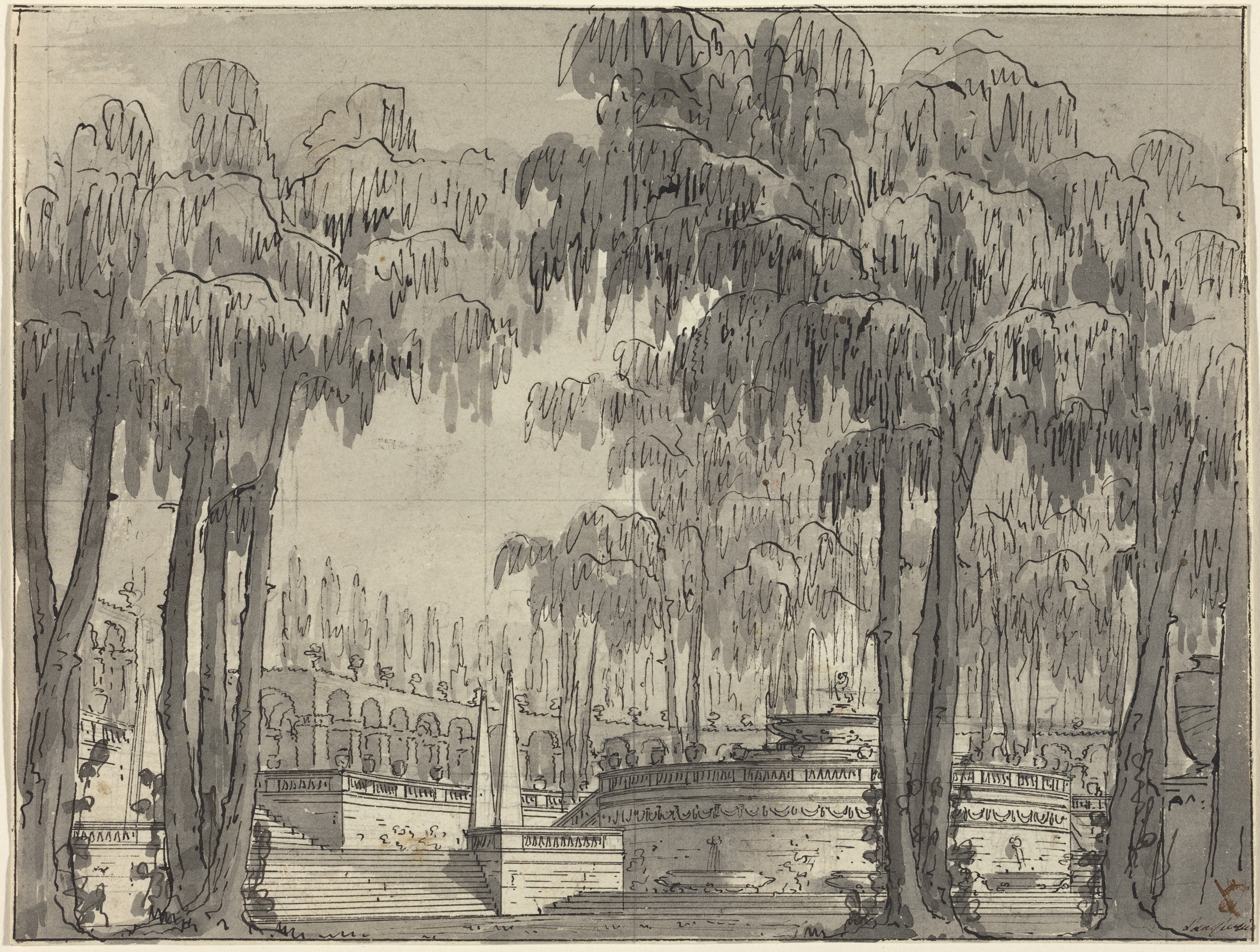 A Palatial Garden with Circular Terraces
