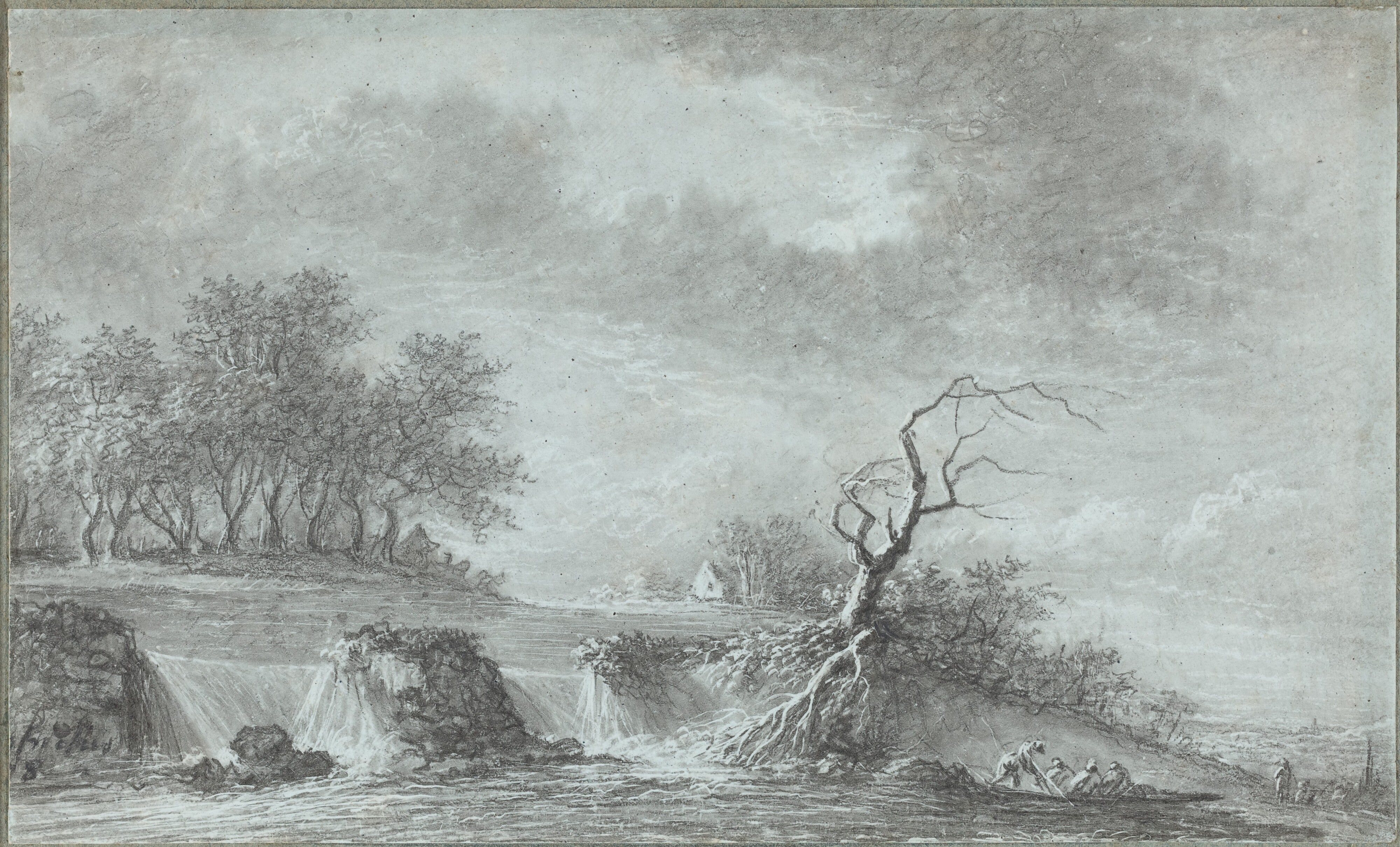 Riverscape with a Waterfall