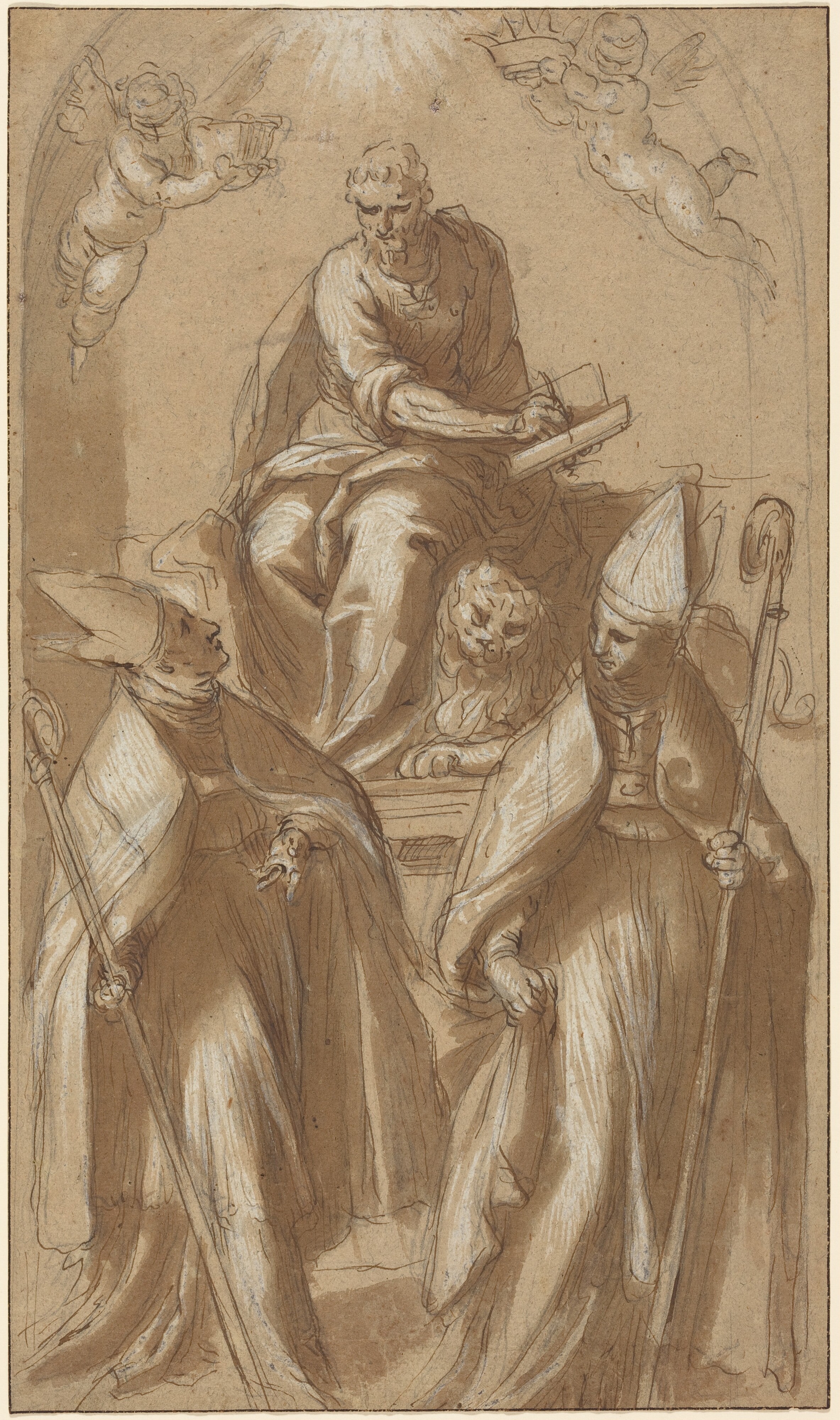 Saint Mark with Two Bishops and Putti