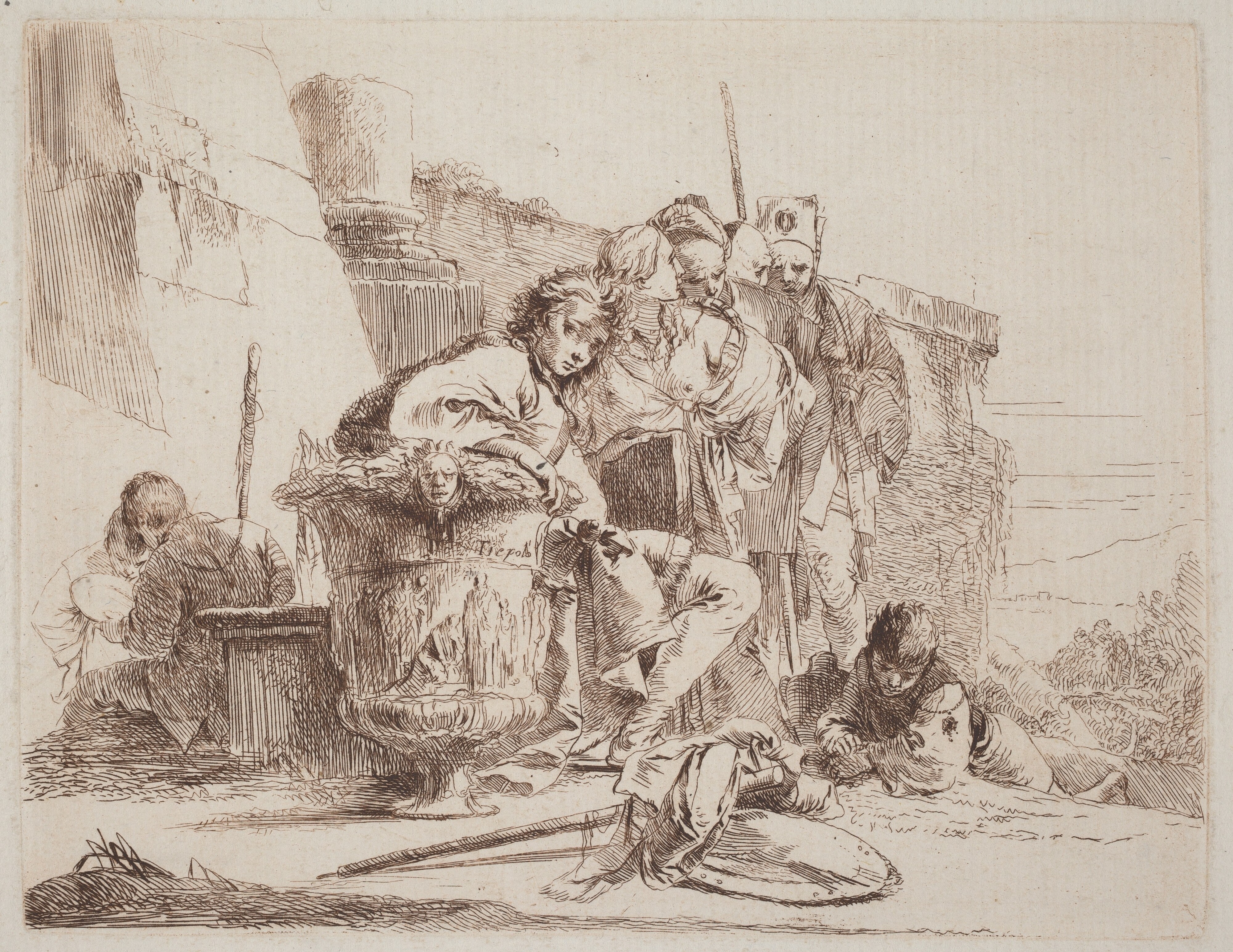 Seated Youth Leaning against an Urn