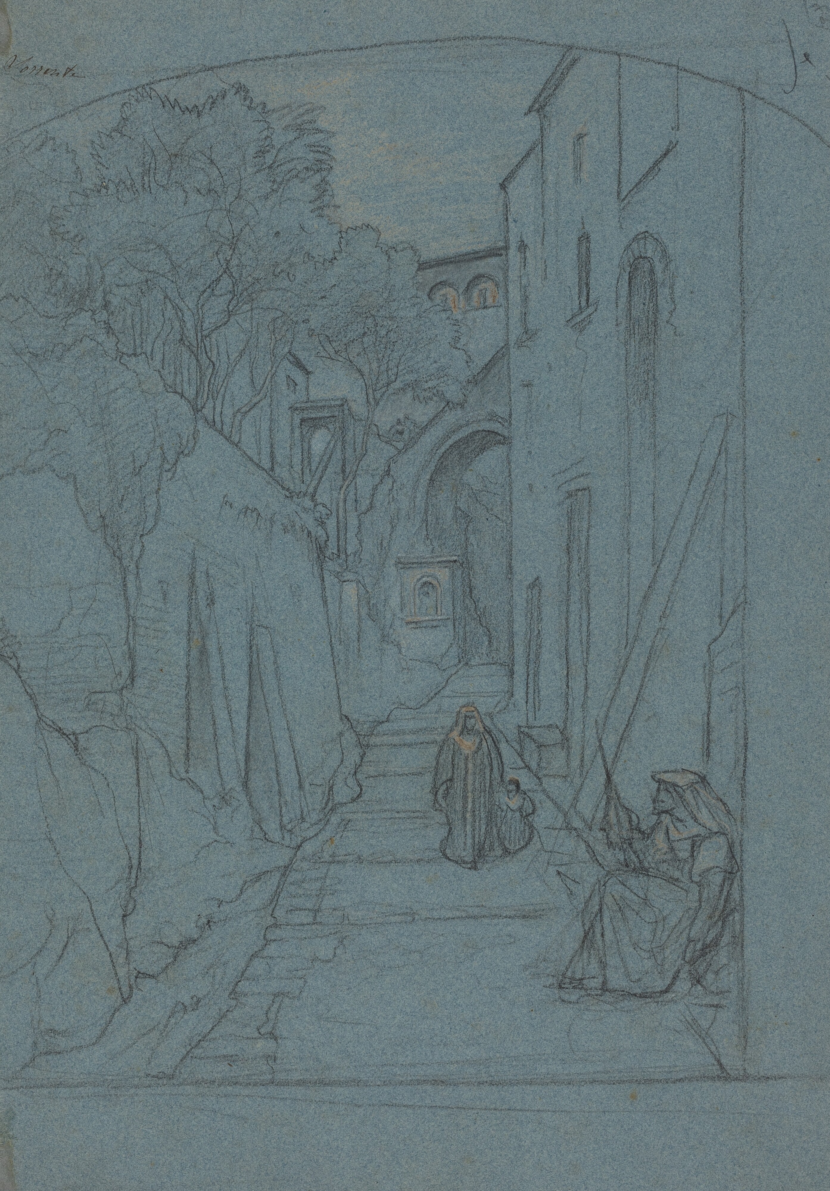 View up a Street in Sorrento [verso]