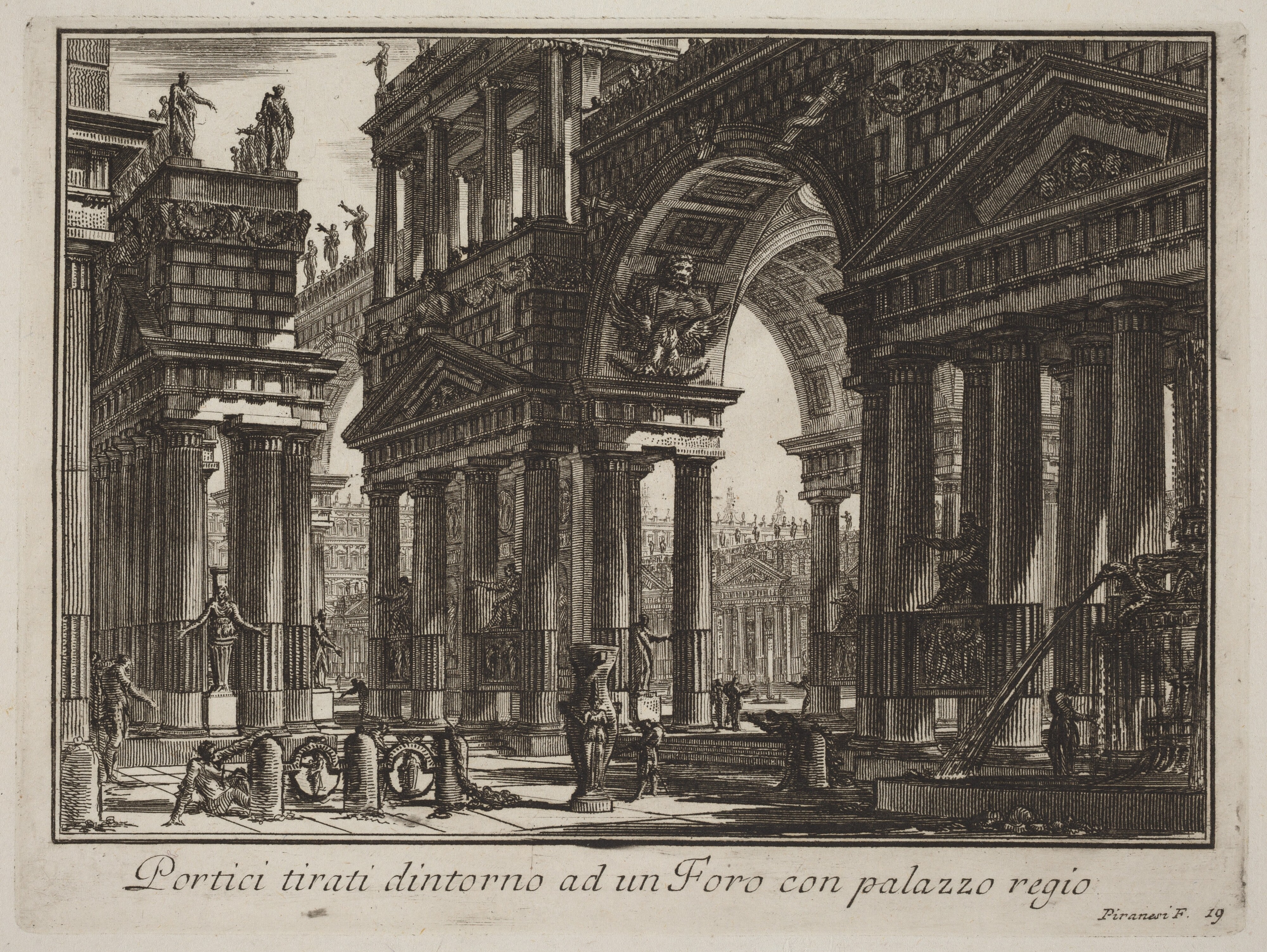 Portici tirati dintorno ad un Foro con palazzo regio