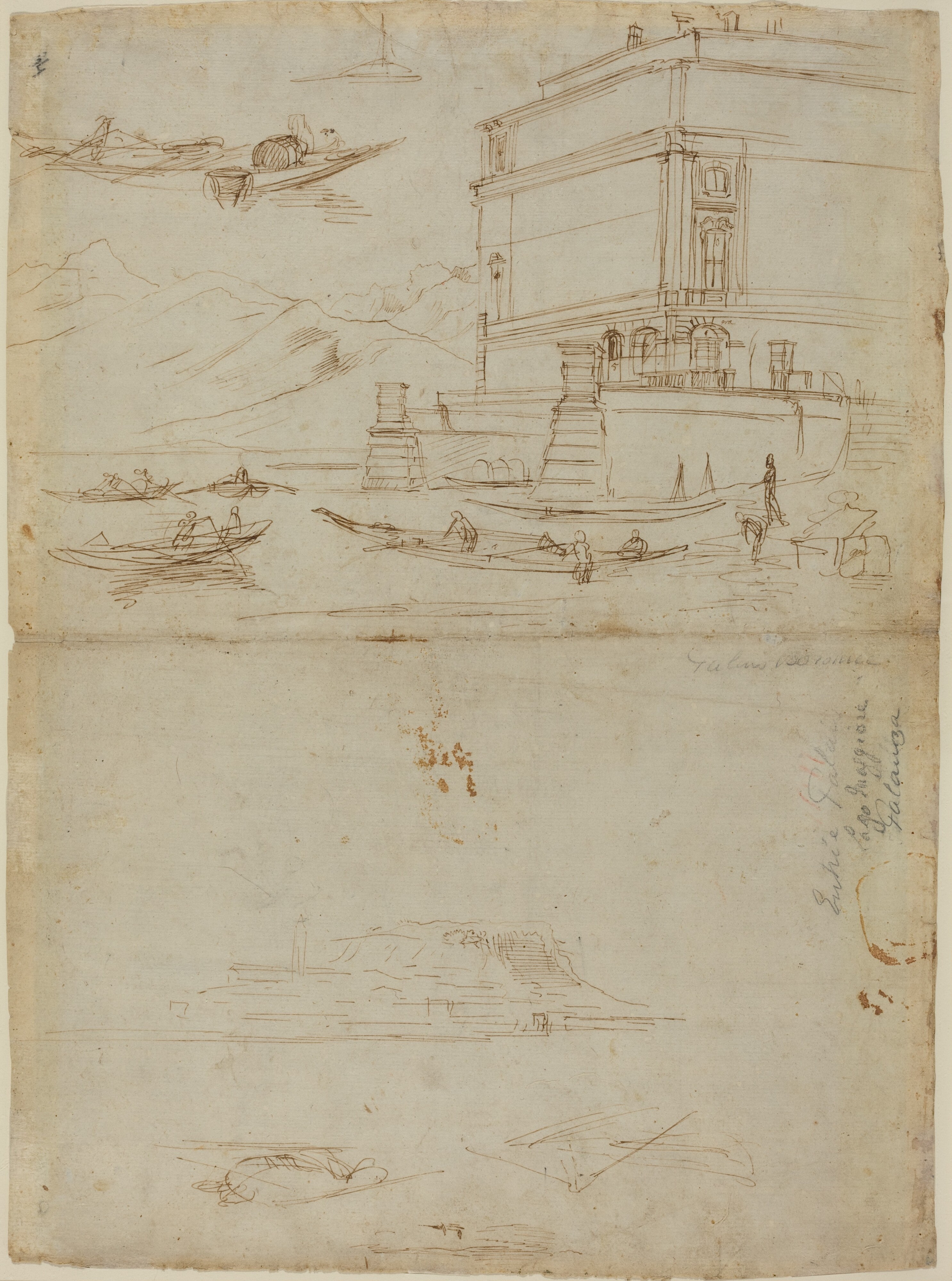Studies of Lago Maggiore and and the Entrance to a Palazzo