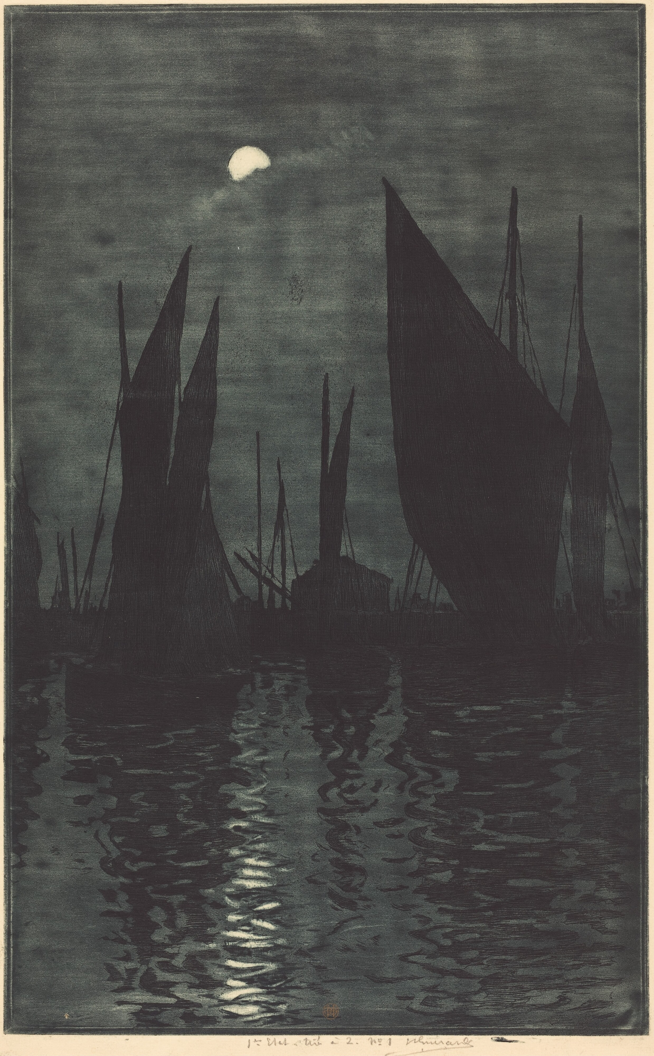 Moonlight in the Harbor at Dieppe