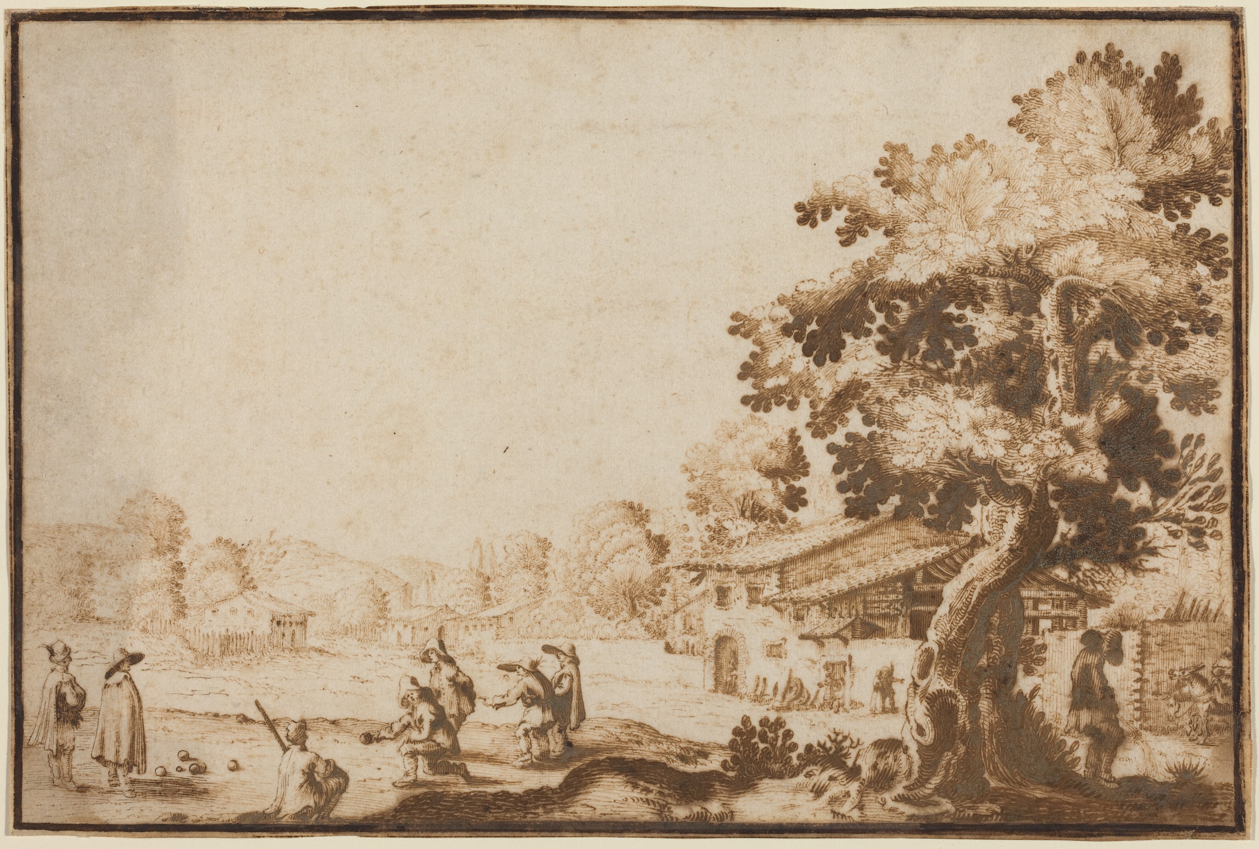 Men Playing Boccie in a Village