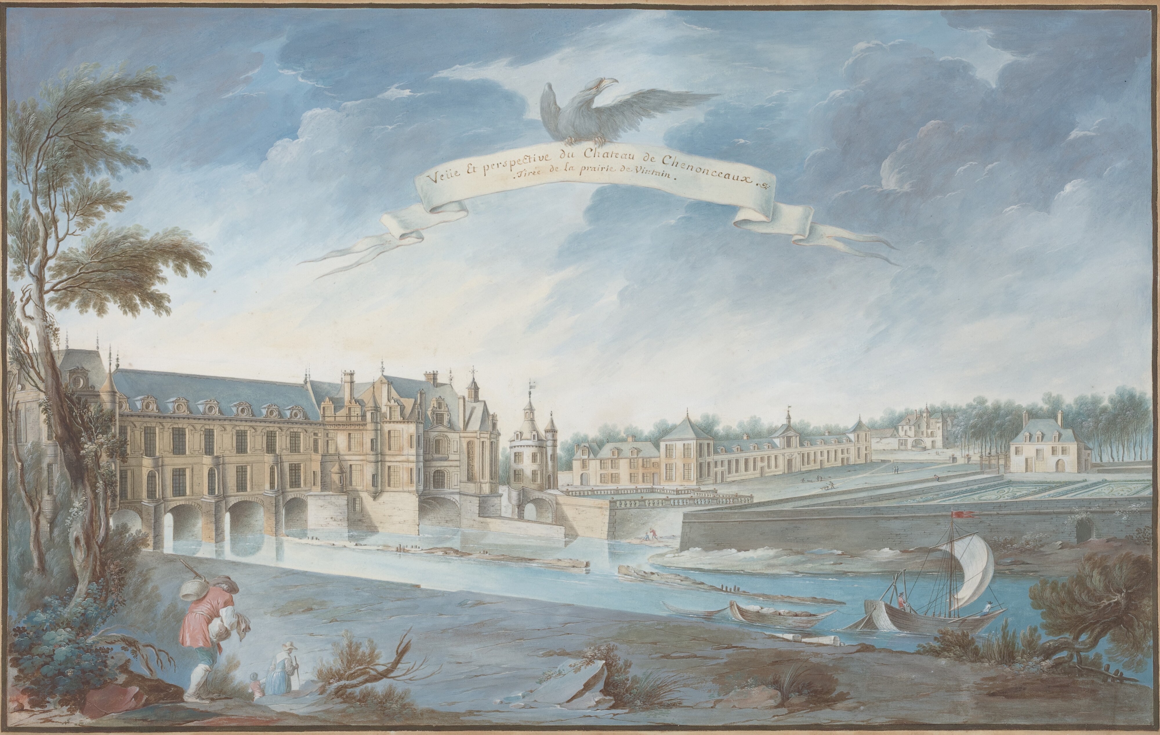 Veüe Et perspective du Chateau de Chenonceaux