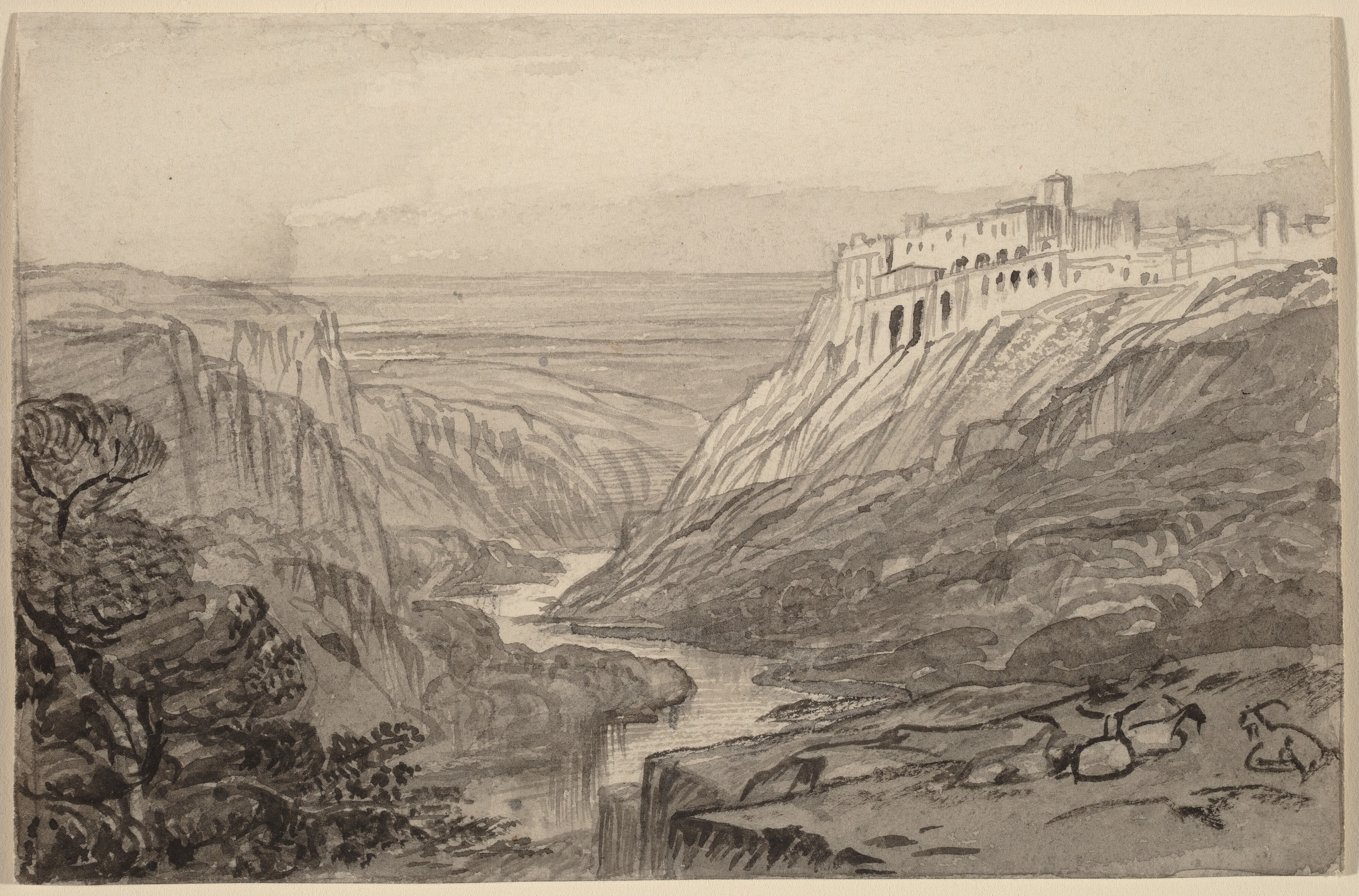 Goats Resting above a River Gorge (Narni, Italy)