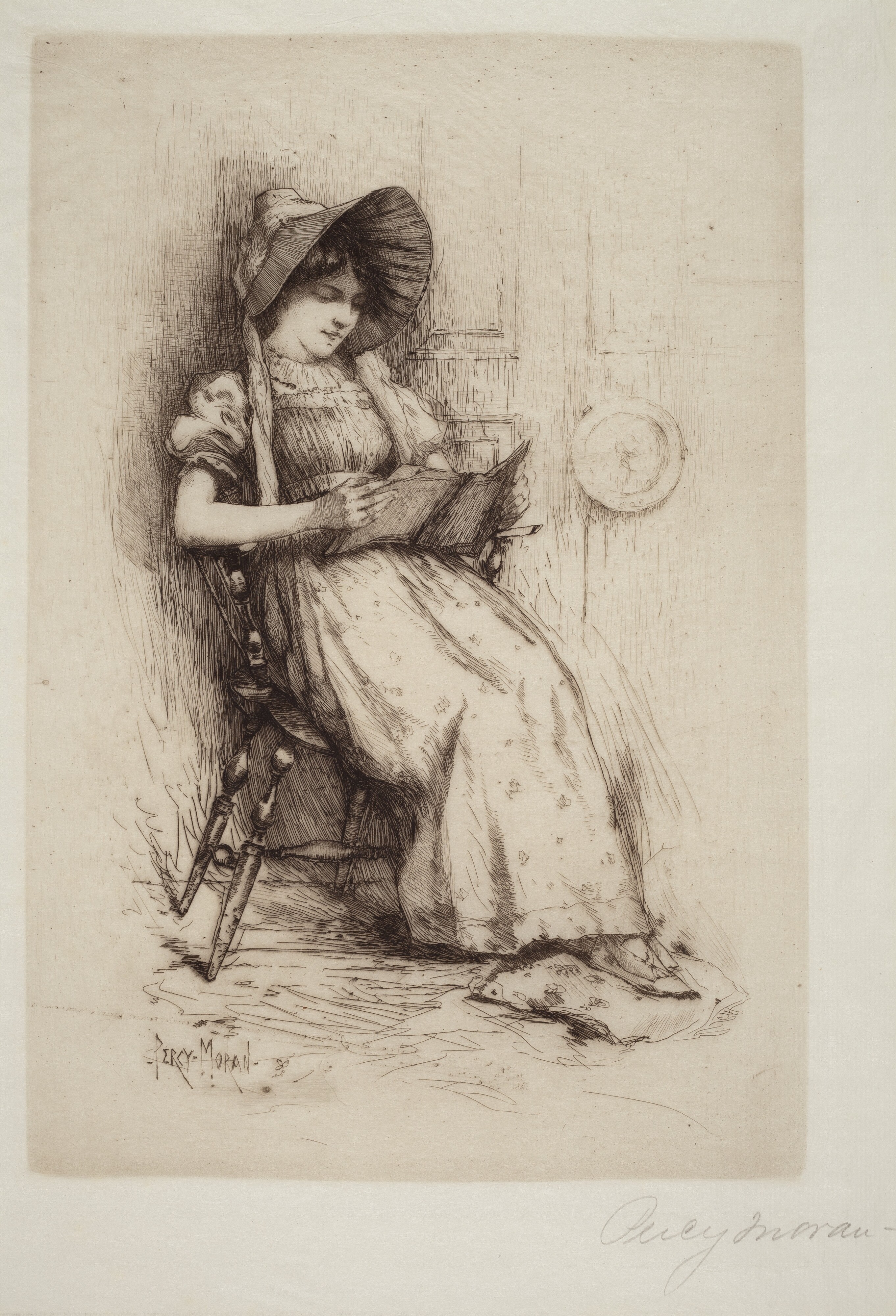 Untitled (Young Girl With Hat, In Chair, Reading)