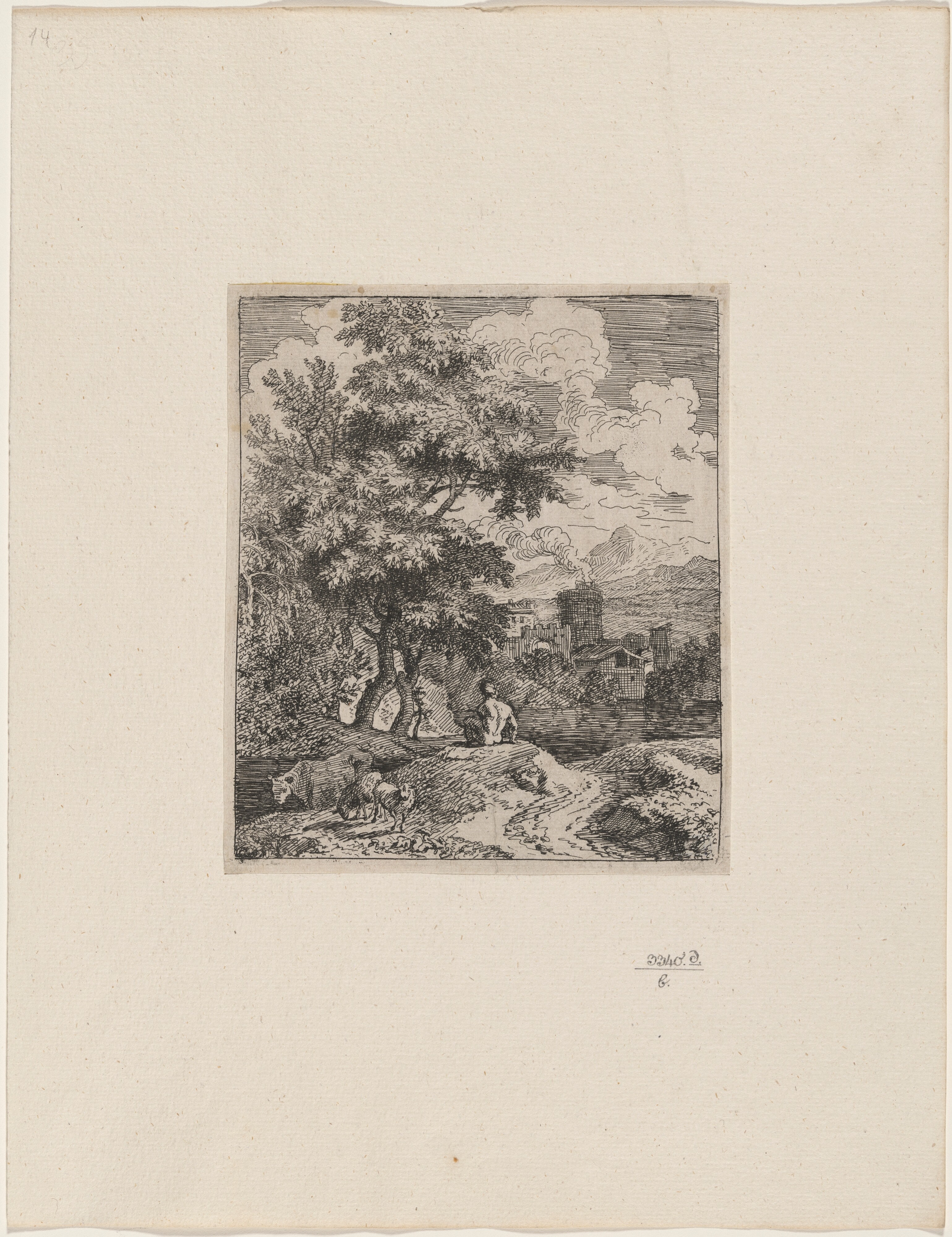 Shepherd with Cow and Two Sheep