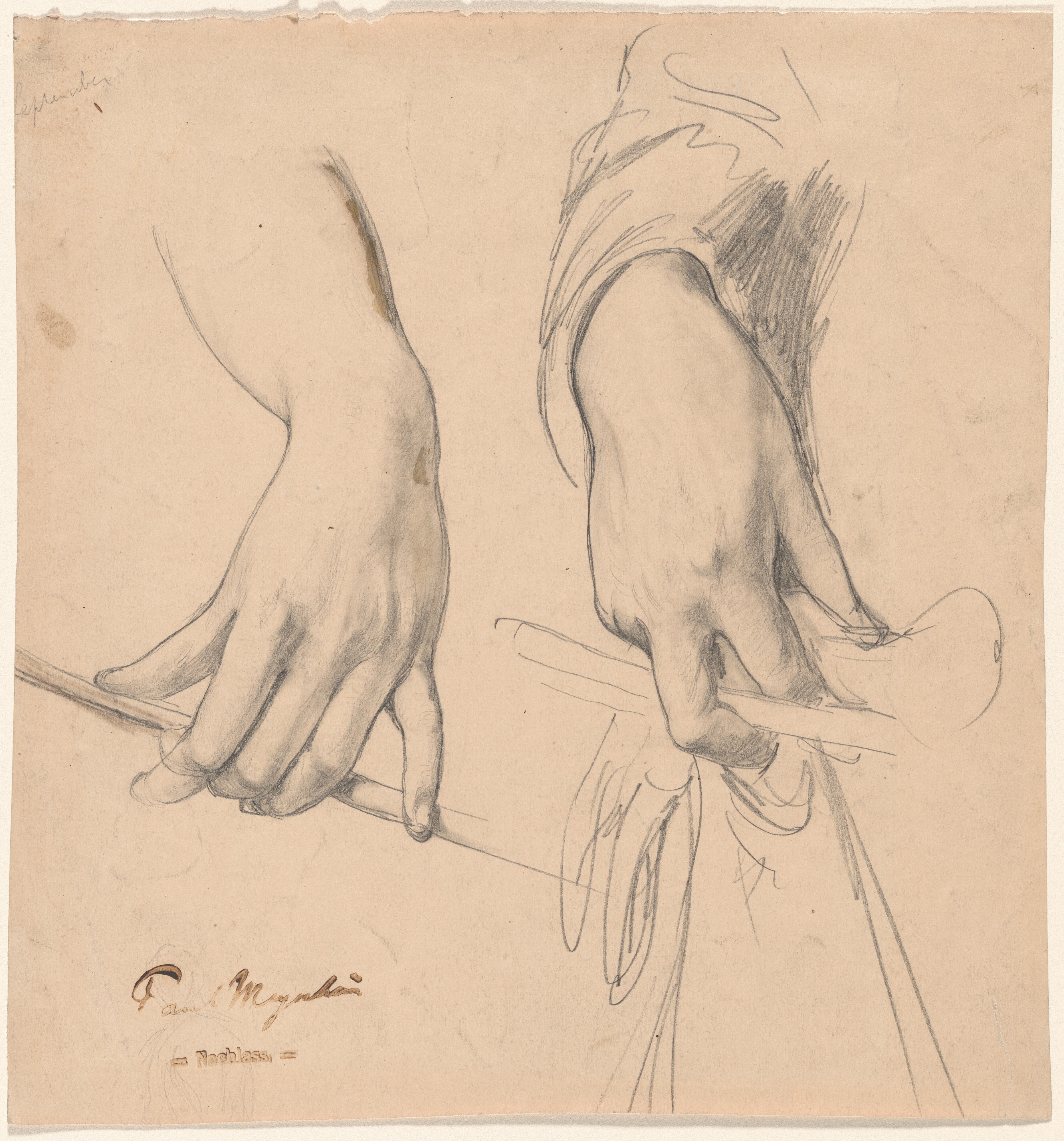 A Left Hand Holding a Staff and a Right Hand Holding a Glove and Riding Crop(?)