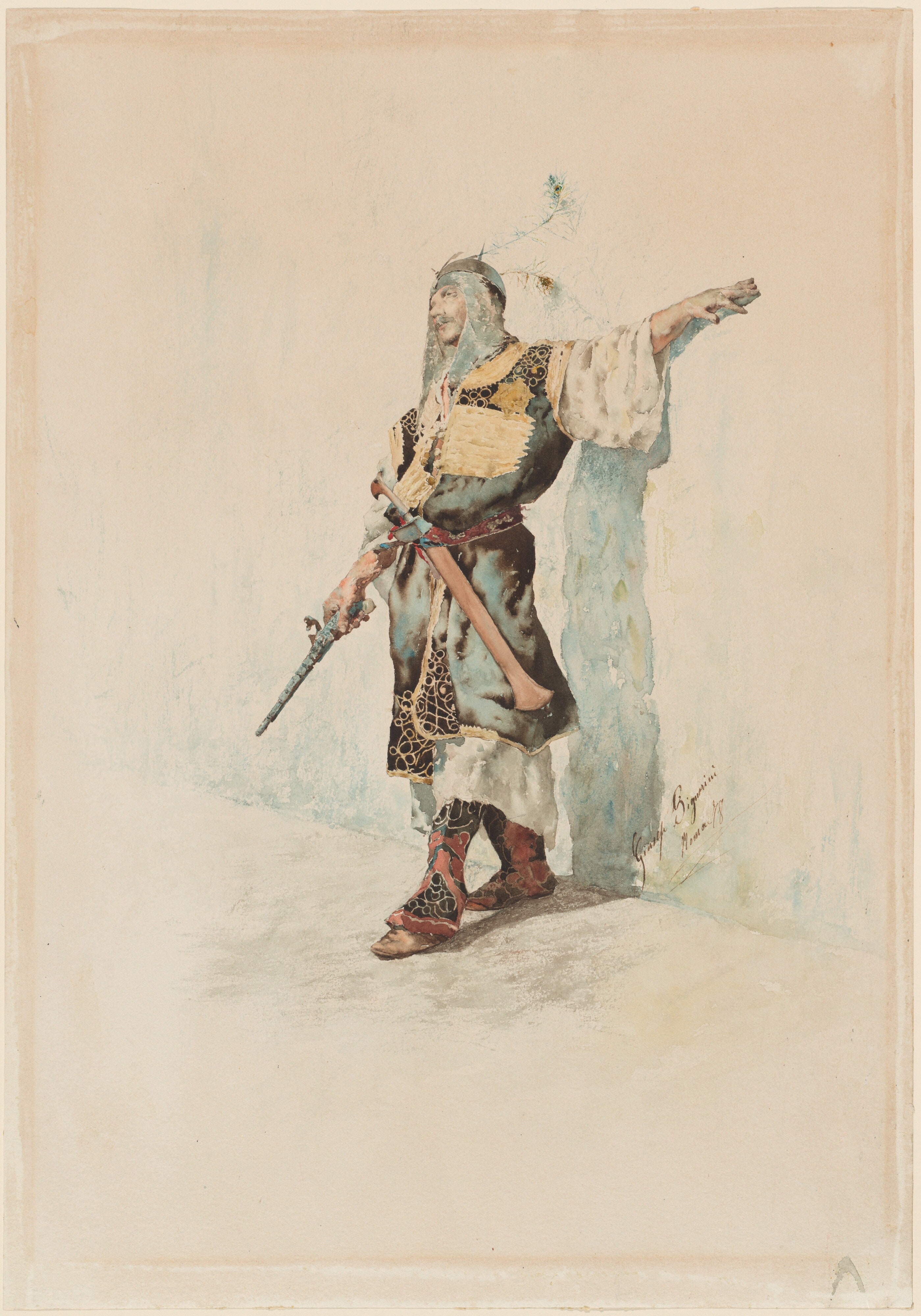 A Moorish Soldier before a Sunlit Wall