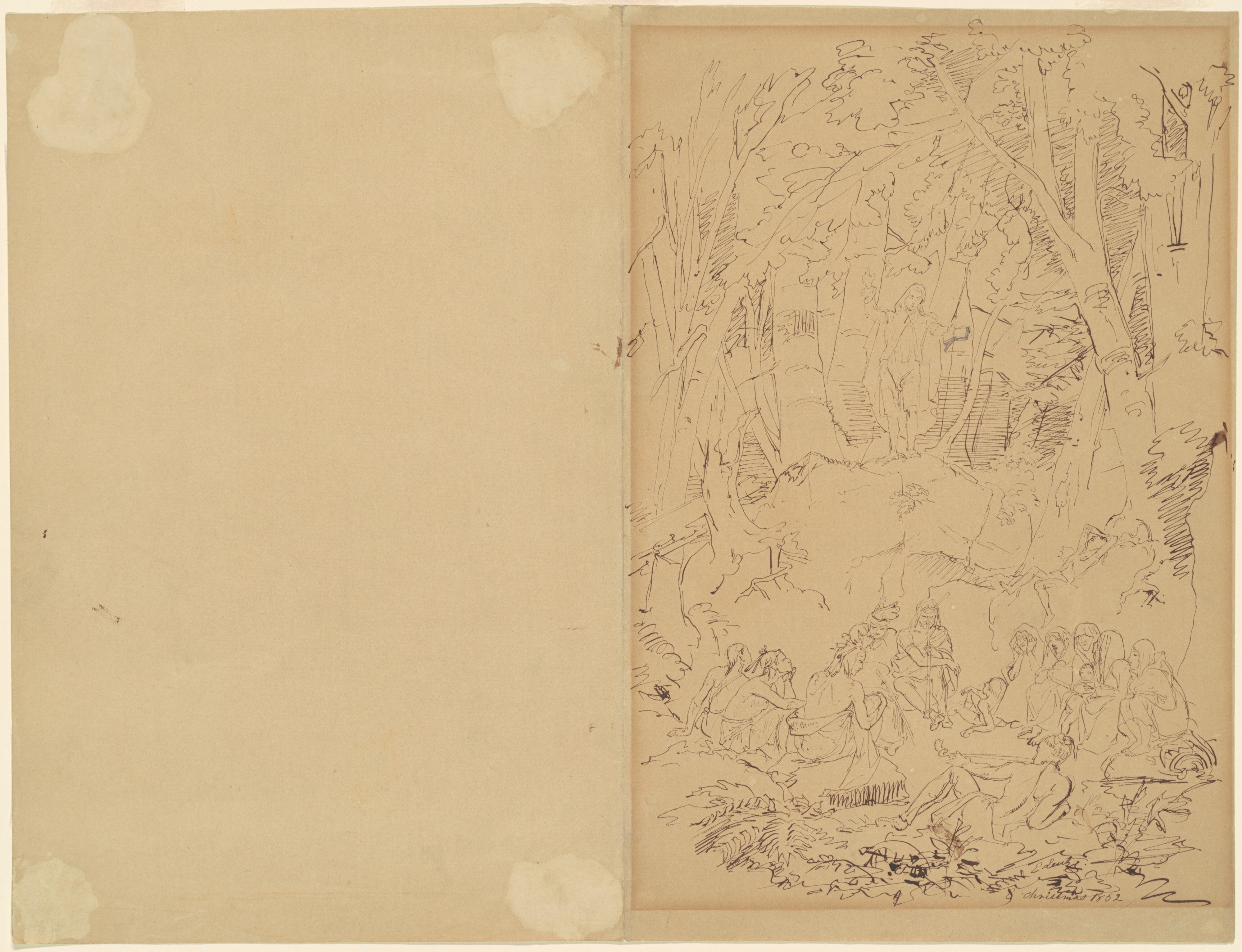 Eighteenth-Century Colonist Preaching to Indians
