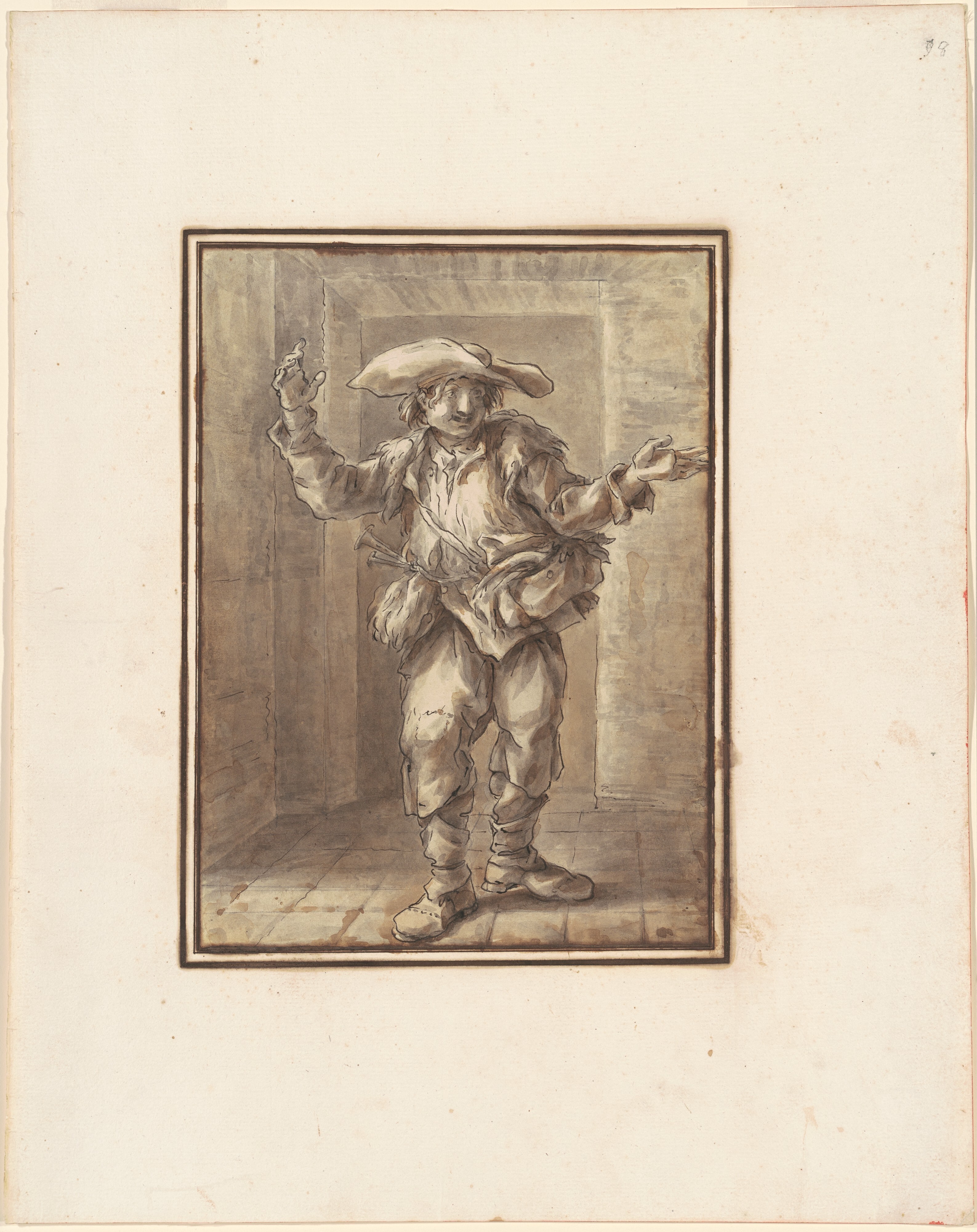 Caricature of a Peasant with a Broad Hat