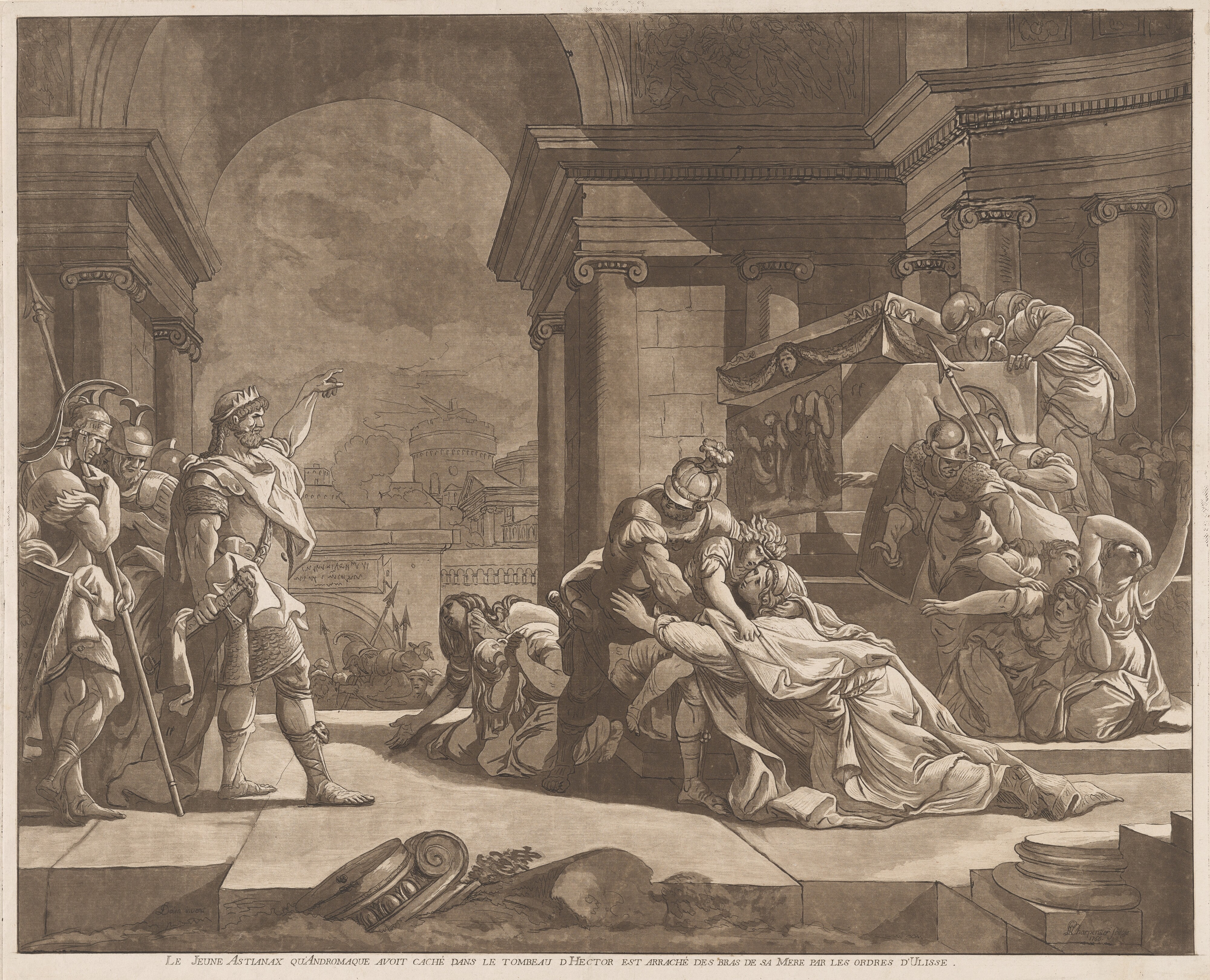 Le Jeune Astianax qu’Andromaque avoit caché dans le tombeau d’Hector est arraché des bras de sa Mere par les ordres d'Ulisse (Young Astianax, who Andromache Hid in Hector's Tomb, is Seized from his Mother's Arms by Ulysses' Orders)