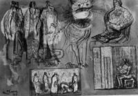 Studies for Seated Figures with Cat