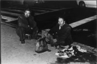 Shoeblacks in front of Koma Theater, Shinjuku