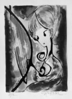 Woman Playing the Harp from Lithographs Womanhood