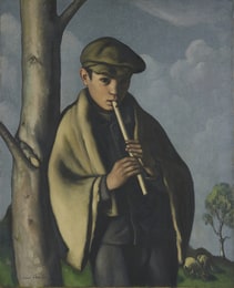 Boy Playing a Pipe