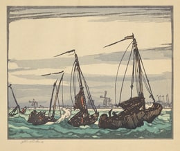 <Ten Woodcuts>: Fishing (Entrance to the Scheld)