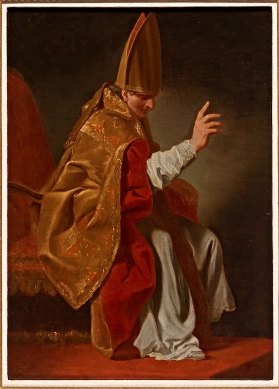 A Bishop Seated, Giving Benediction