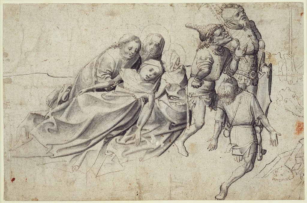Mourning Figures and Soldiers beneath the Cross