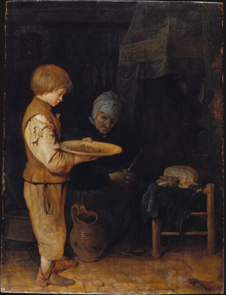 Old Woman and Boy Take a Modest Meal