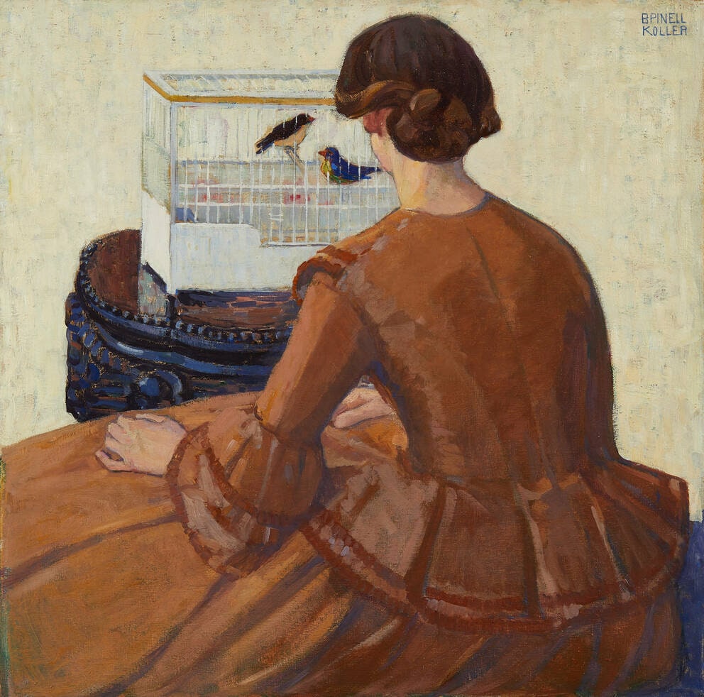 Young Woman in front of a Bird Cage