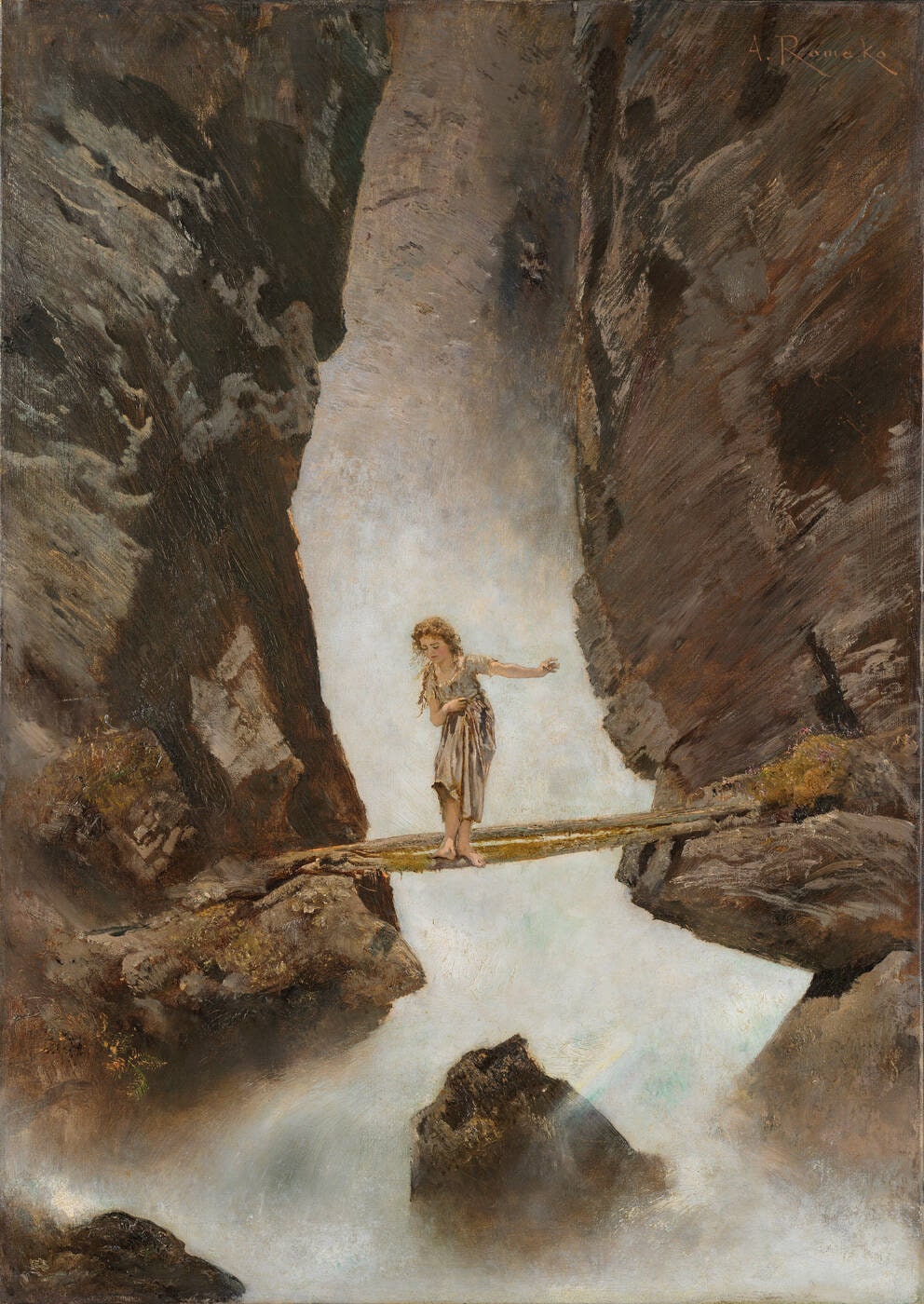Girl Crossing a Mountain Torrent