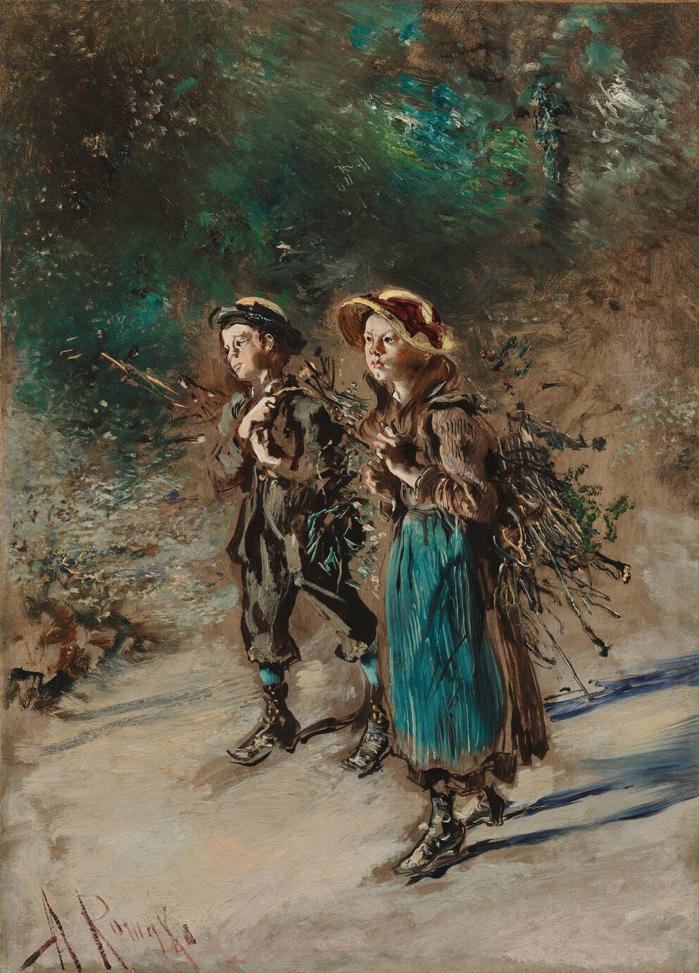 Peasant Children Gathering Brushwood