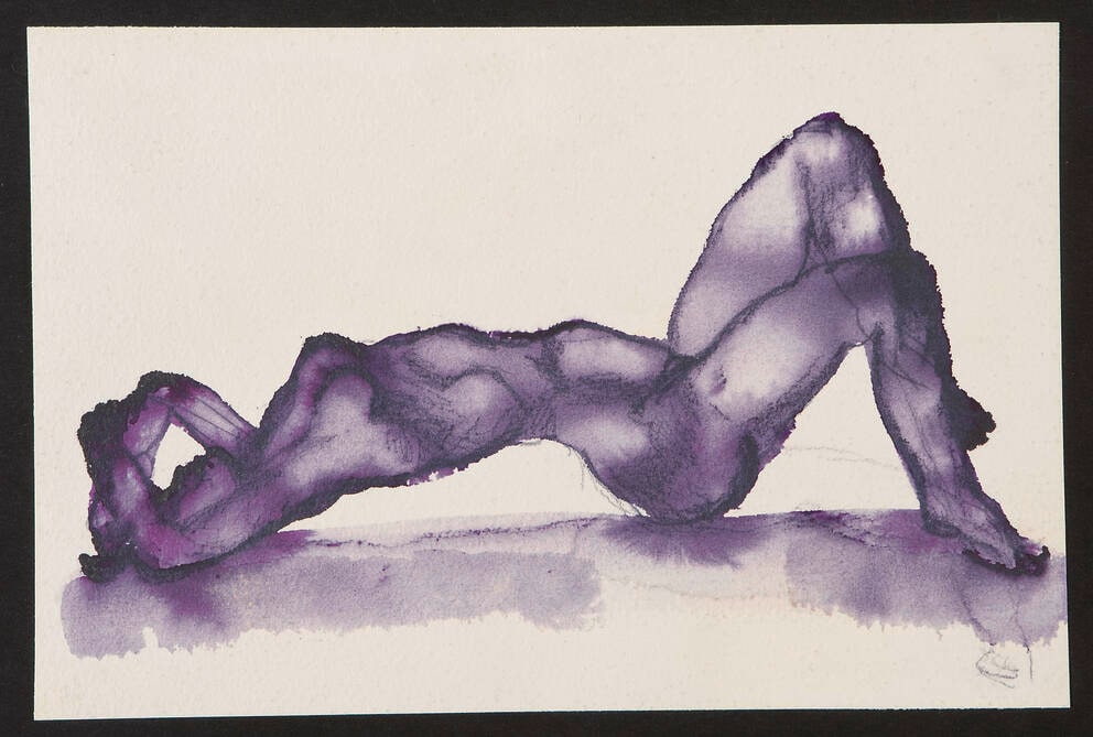 Reclining Female Nude with Bent Legs