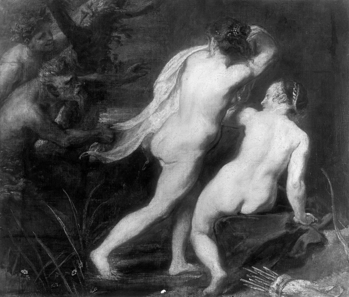 Nymphen beim Bade von Satyrn überrascht