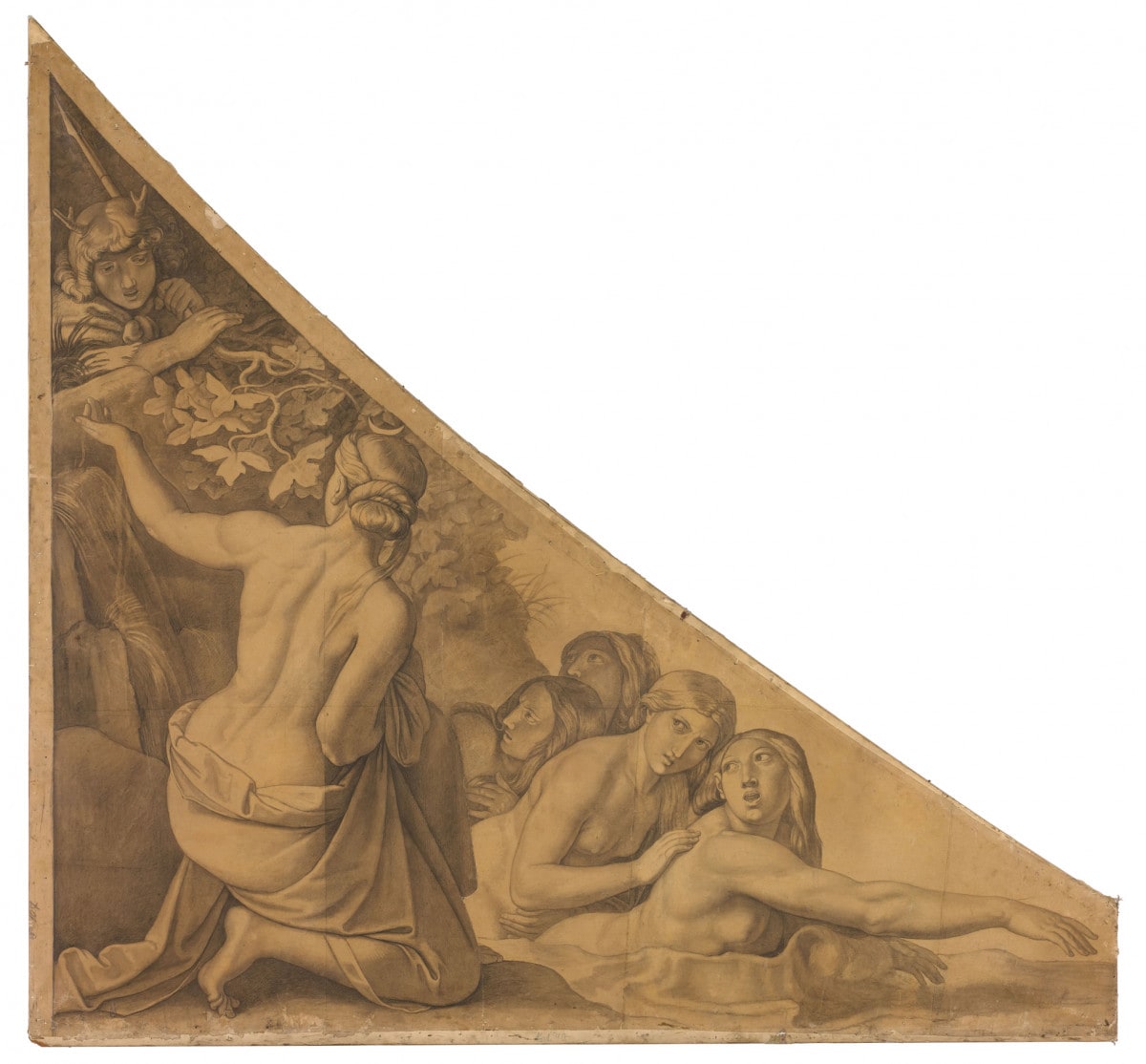 Artemis, von Aktaion überrascht. Karton zu den Deckenbildern der Münchner Glyptothek